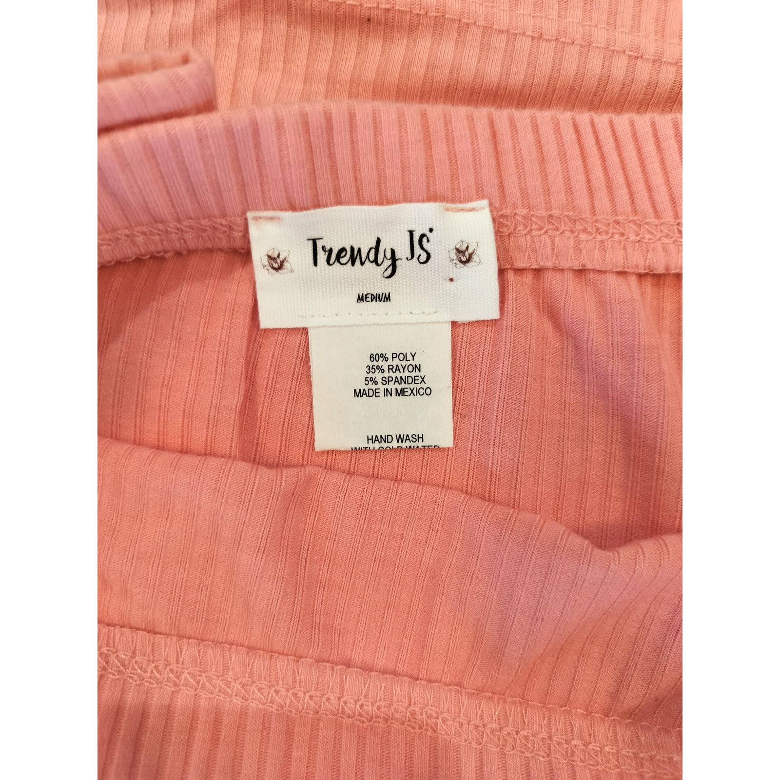 Other Trendy JS Coral Ribbed Off Shoulder Top Women’s M Stretch Size M / US 6-8 / IT 42-44 - 6 Thumbnail