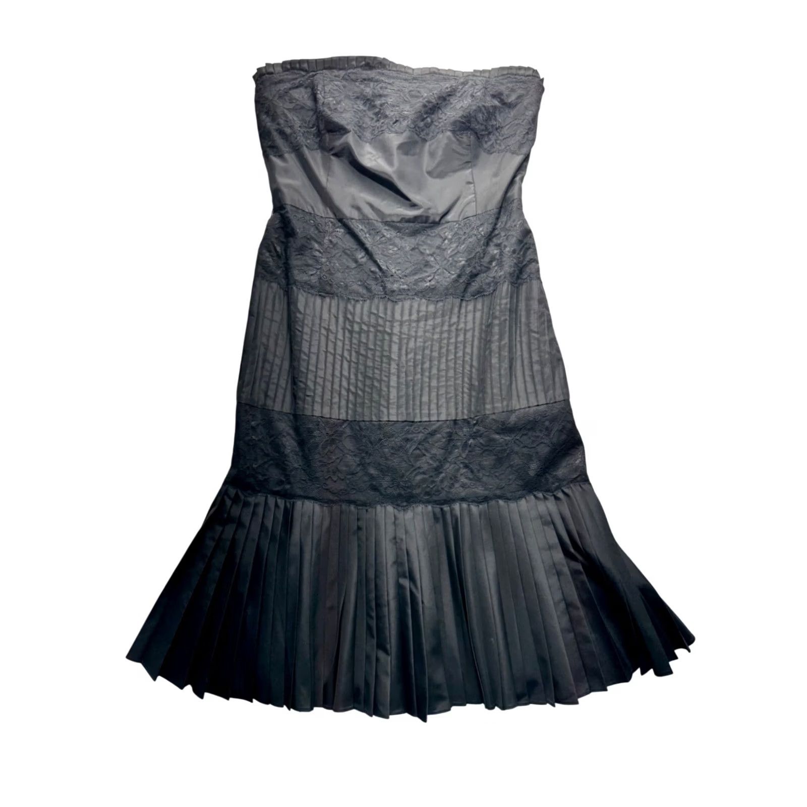 Banana Republic Banana Republic Strapless Silk Black Pleated Lace Cocktail Dress Womens 10 Knee Length"} Size L / US 10 / IT 46 - 2 Thumbnail