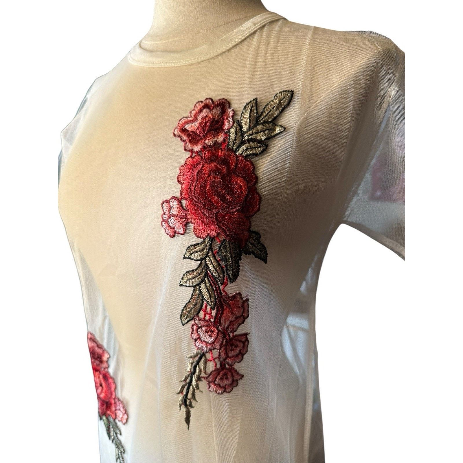 Anthropologie POL NEW Anthropologie Embroidered White Mesh Top Sheer Size S / US 4 / IT 40 - 3 Thumbnail
