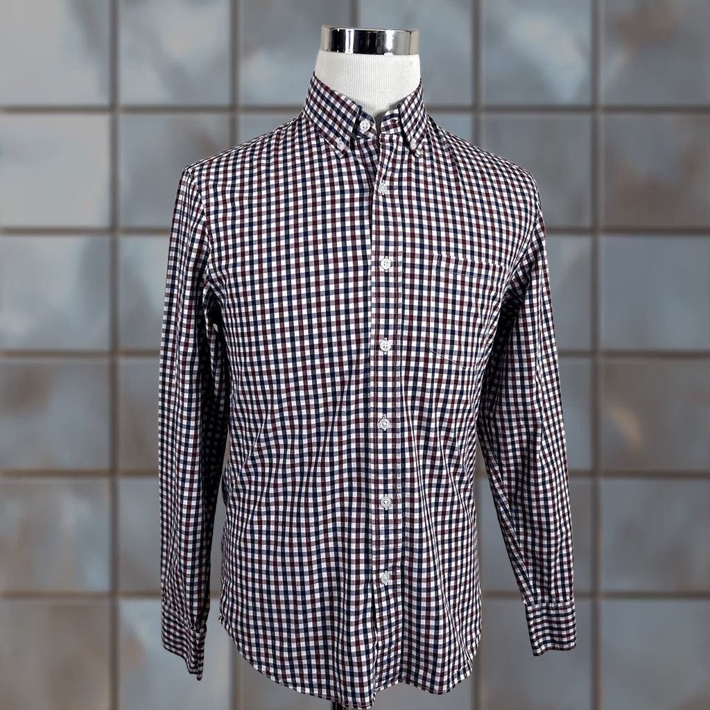 J.Crew J.CREW Shirt Button-Up Plaid Cotton Blend Slim Untucked Flex Wash Red White Blue Multicolor Mens M Size US M / EU 48-50 / 2 - 1 Thumbnail