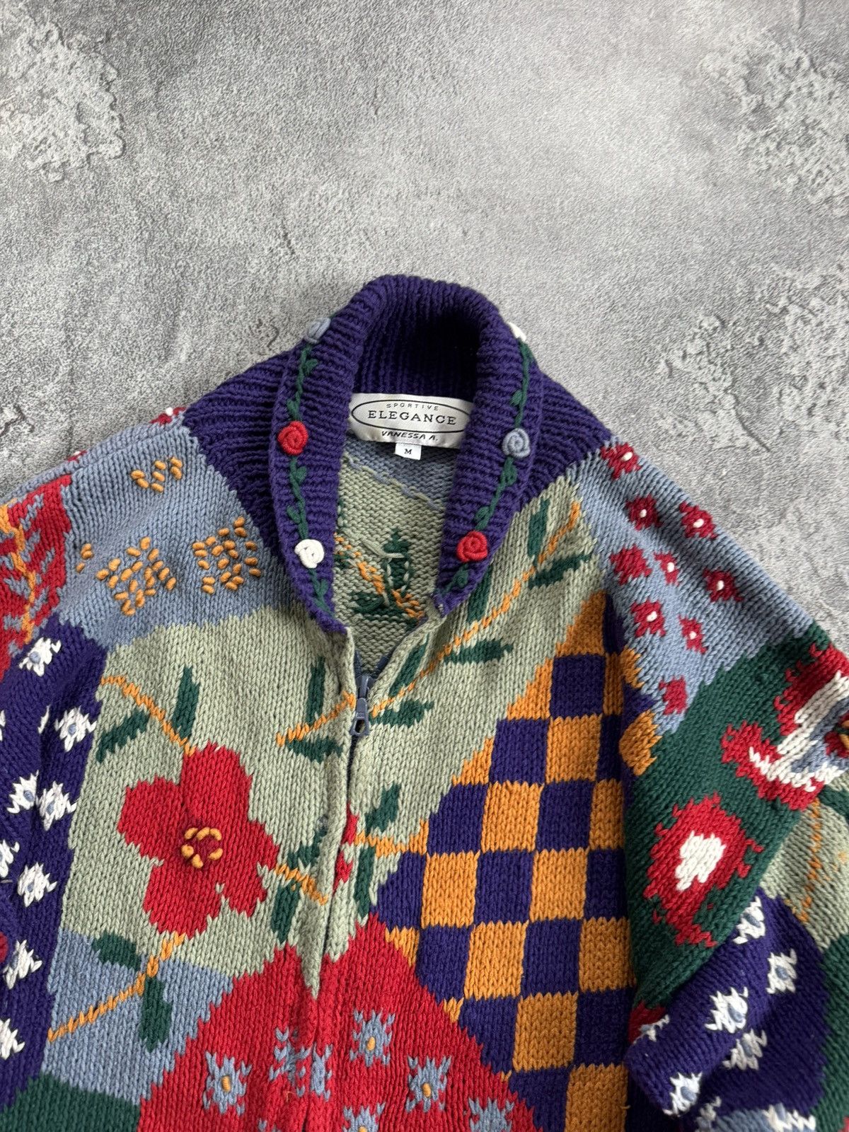 Kanata Hand Knits Vintage Retro M/size Hand knitwear zip sweater cardigan 90s Size M / US 6-8 / IT 42-44 - 4 Thumbnail