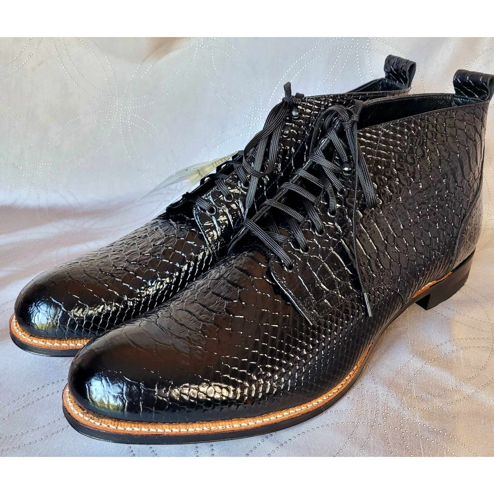 Stacy Adams NEW Size 14D Stacy Adams Black Leather High Top Boots Shoes Size US 14 / EU 47 - 1 Thumbnail