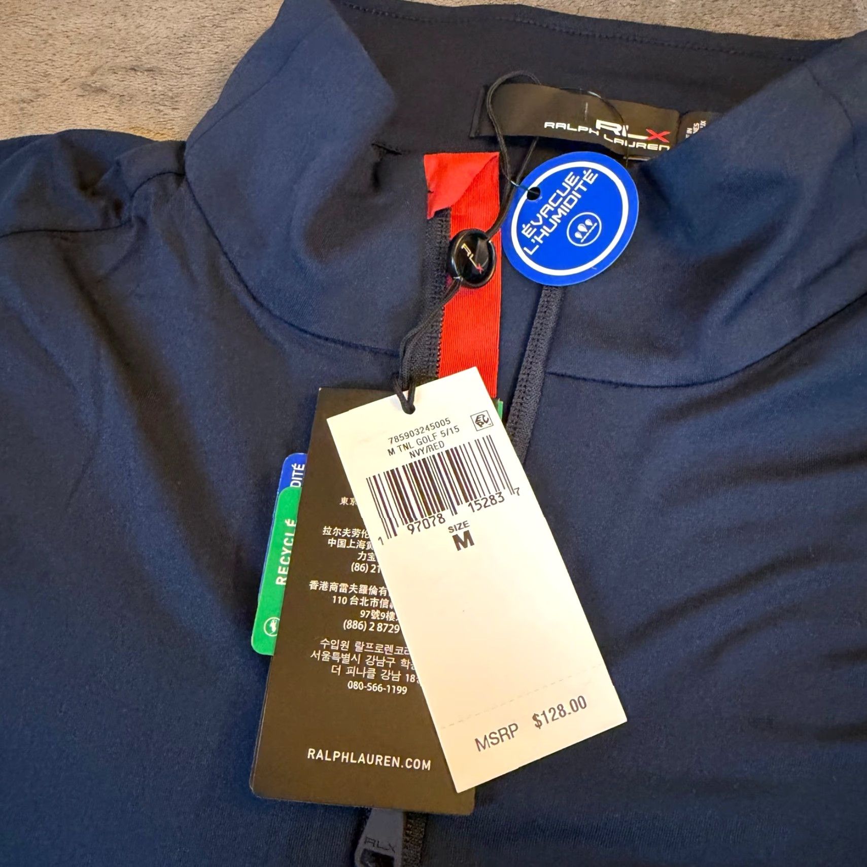 RLX Ralph Lauren VINTAGE RLX Ralph Lauren Golf Quarter Zip Pullover Navy Red Mens M NWT Size US M / EU 48-50 / 2 - 4 Thumbnail