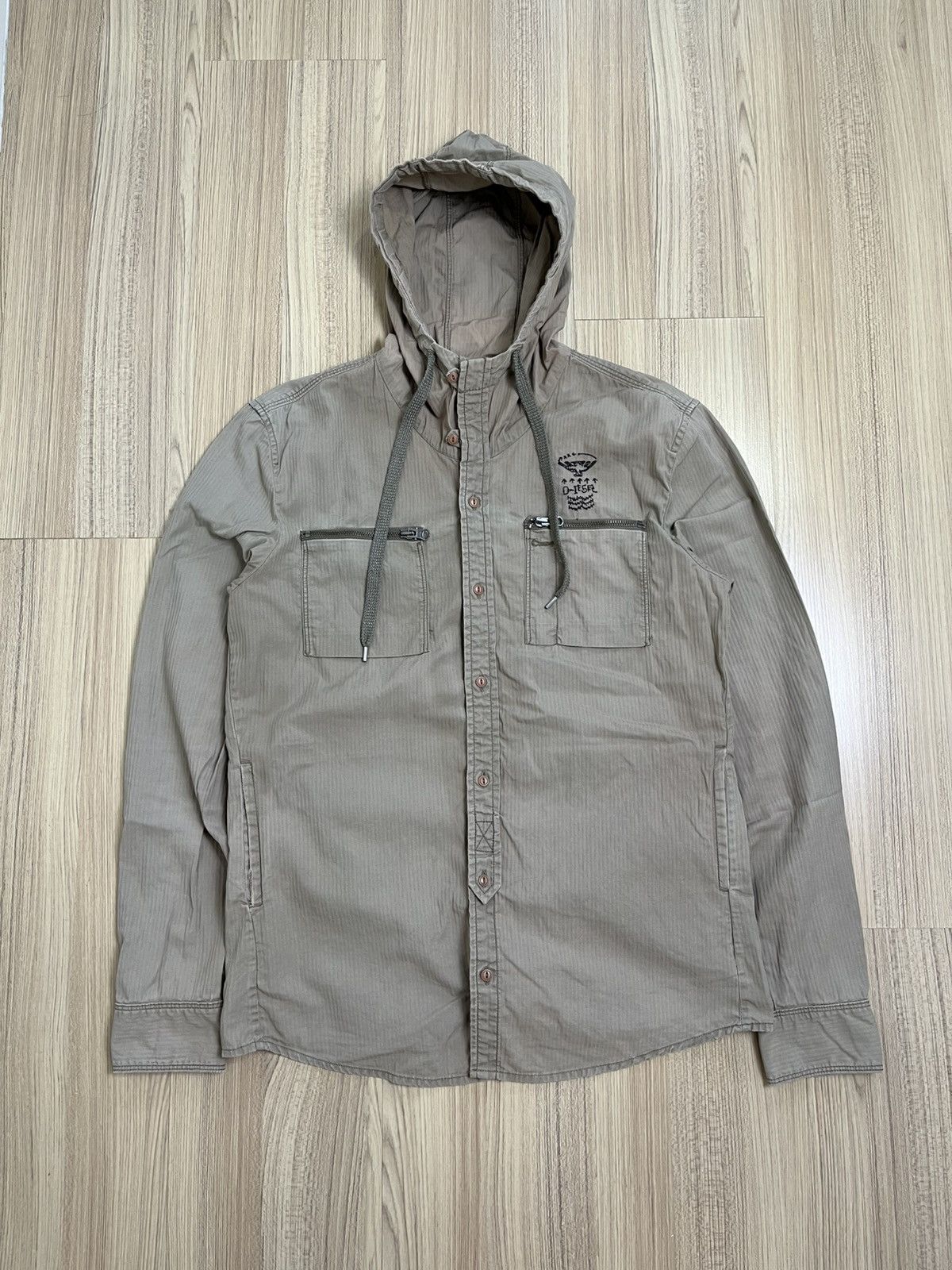 Vintage Vintage Diesel Hooded Shirt Military Style Size US XS / EU 42 / 0 - 2 Thumbnail