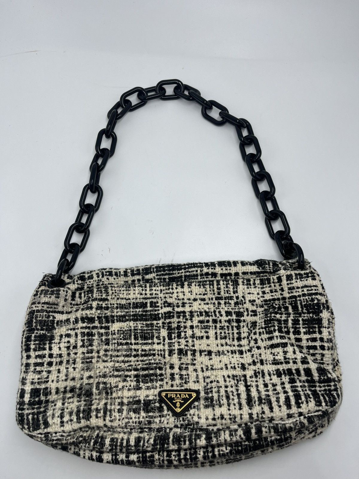 Prada Authentic PRADA Printed Tweed Turnlock Flap Bag Size ONE SIZE - 20 Thumbnail