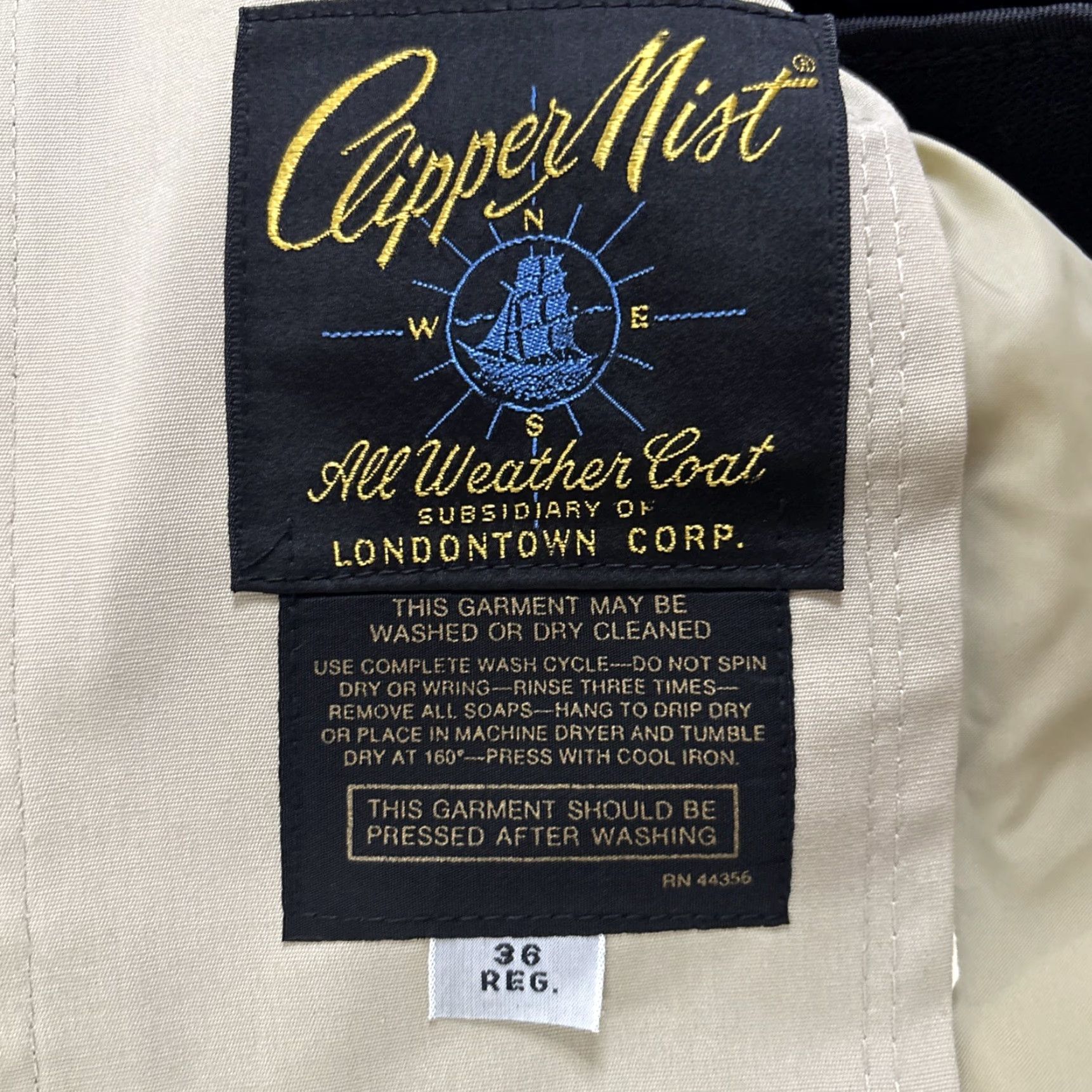 Vintage Clipper Mist Trench Coat Men's 36 Regular Beige Lined Removable Lining Cotton Long Coat Mens Beige Trench 36 Regular Size US XXS / EU 40 - 3 Thumbnail