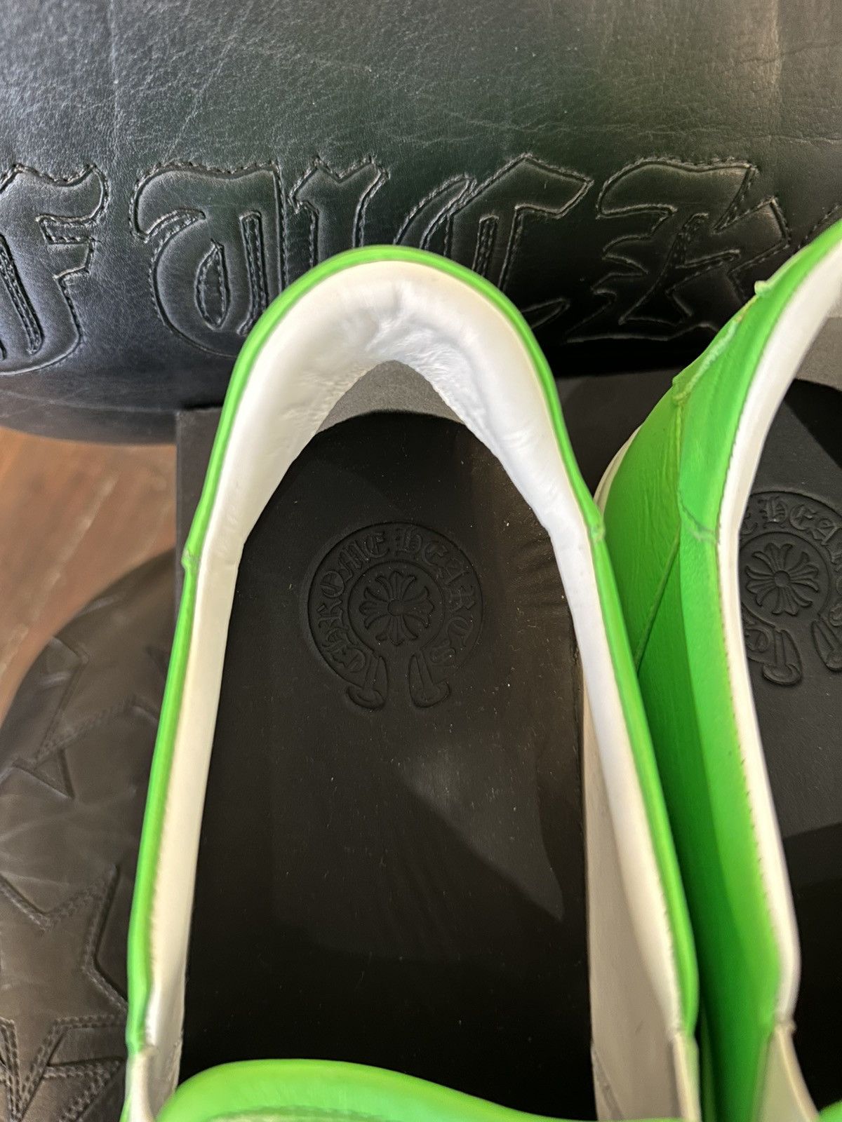 Chrome Hearts CHROME HEARTS LEATHER GREEN SLIP ONS Size US 12 / EU 45 - 4 Thumbnail