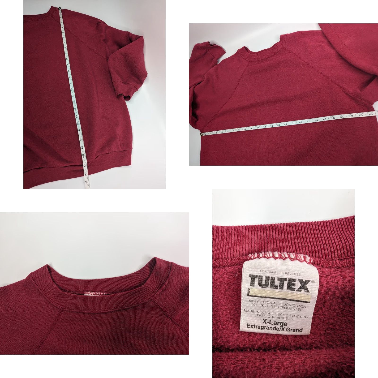 Tultex VINTAGE Tultex Sweatshirt Men XL Red Cotton Polyester Blend 50/50 Pullover Size US XL / EU 56 / 4 - 8 Thumbnail