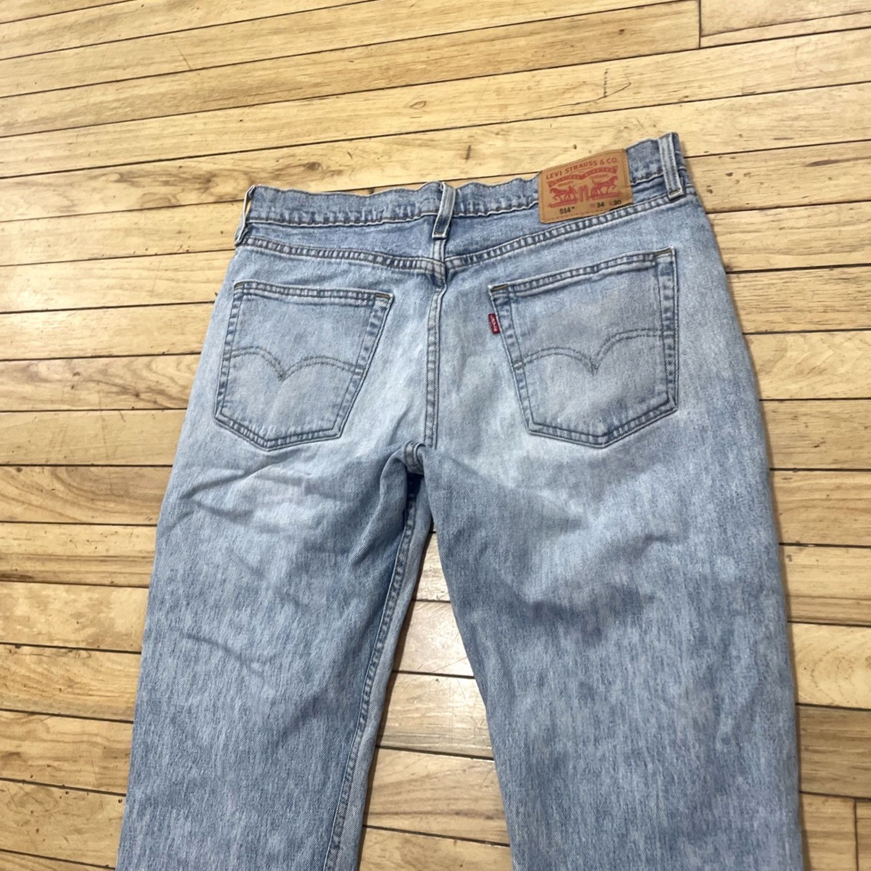 Levi's Levi's Jeans 514 Jeans Men 34x30 26" Light Blue Distressed Slim School Sk8 Denim Size US 34 / EU 50 - 4 Thumbnail
