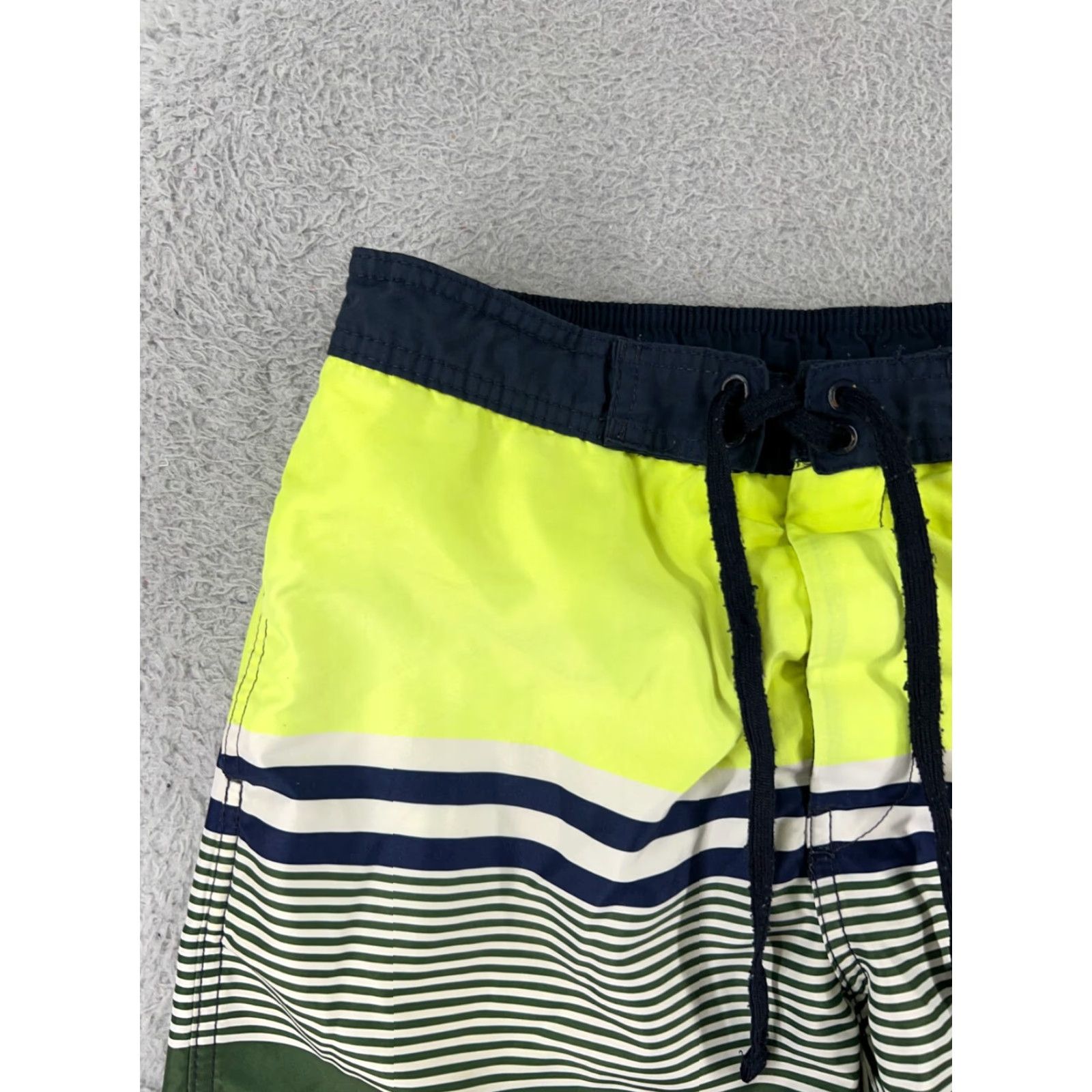 H&M H&M Mens Small Green Yellow Board Shorts Swim Trunks Beach Hi-Viz Polyester Striped Pattern Size US 29 - 7 Thumbnail