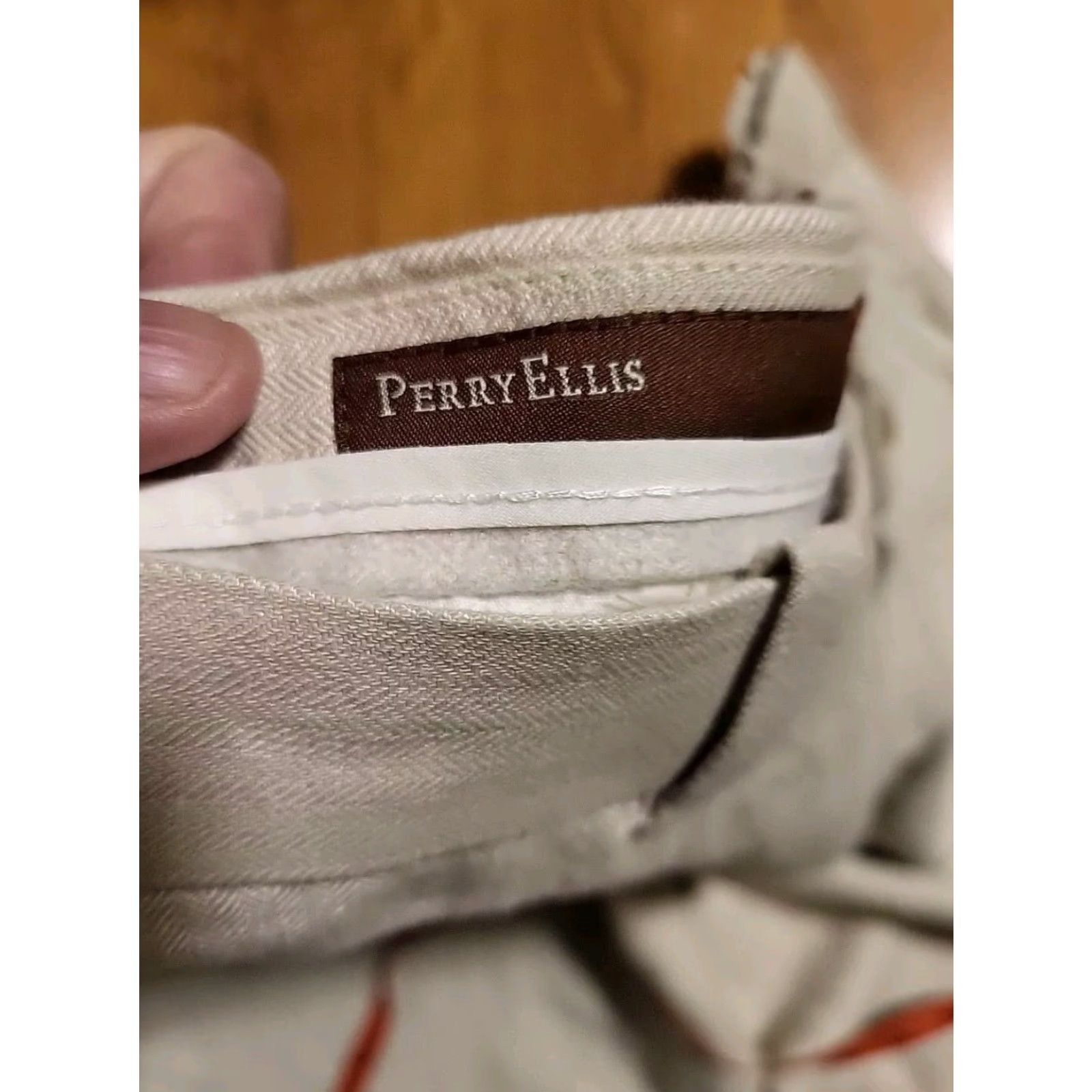 Perry Ellis Perry Ellis Linen Blend Herringbone Wide-Leg Pants Men 38 Regular Beige Natural Nature 90s? Size US 38 / EU 54 - 5 Thumbnail