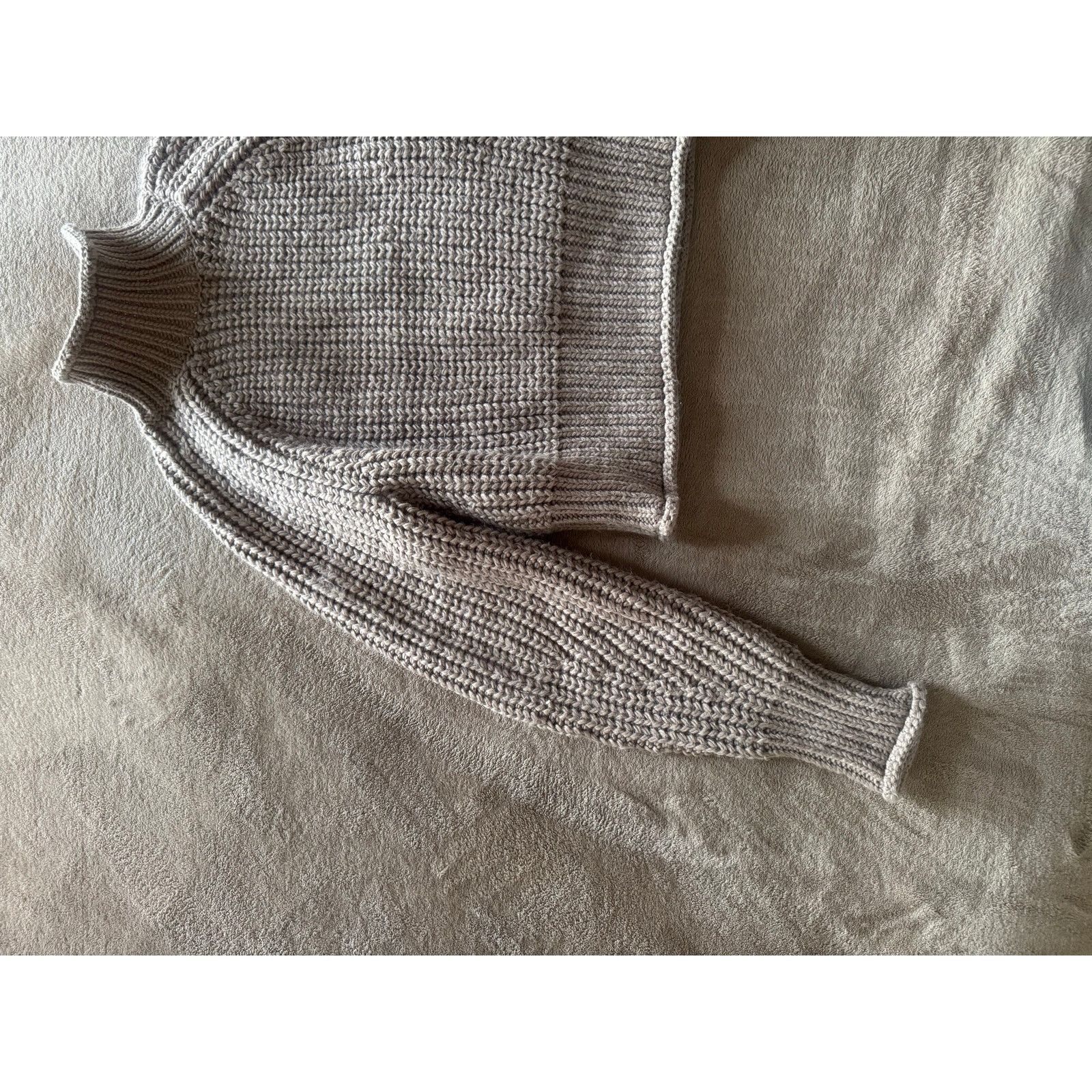 H&M Ribbed Knit Sweater Neutral Taupe/Beige Soft Casual Pullover Size S / US 4 / IT 40 - 8 Thumbnail