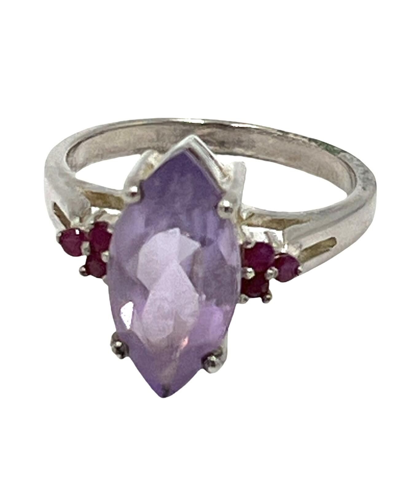 Other Sterling Silver Purple Amethyst & Round Ruby Ring Size 10.75 Size ONE SIZE - 2 Thumbnail
