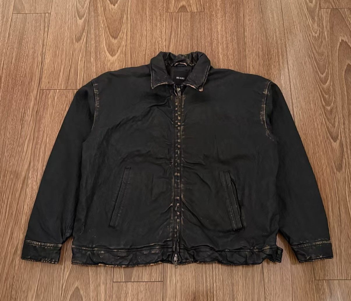 Beams Japan BEAMS USED LEATHER ZIP Vintage washed sheepskin jacket Size US M / EU 48-50 / 2 - 1 Thumbnail