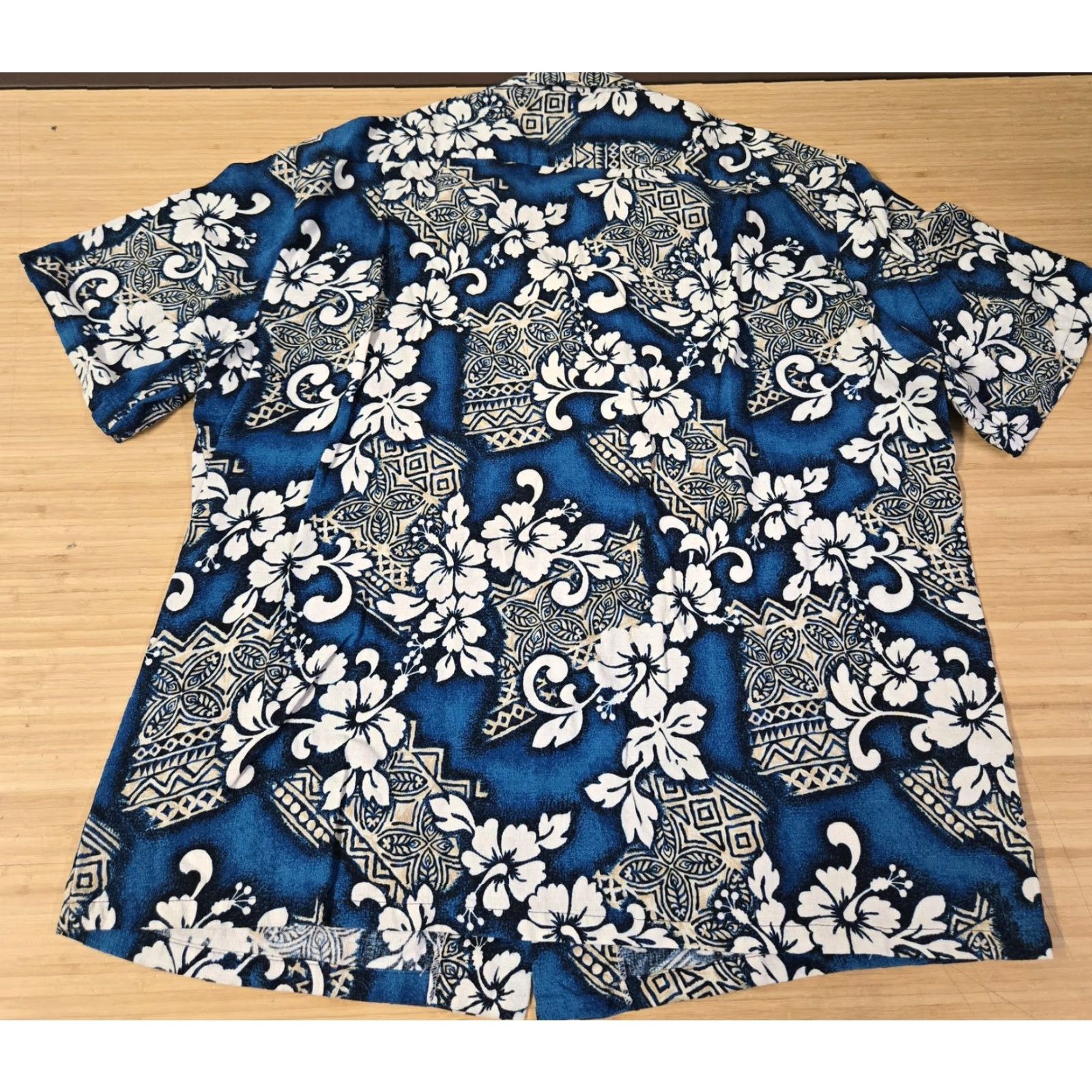 Vintage KY's International Fashion Shirt Mens 3XL Hawaiian Aloha Made in Hawaii USA Blue Floral Button-Up Short Sleeve Collared Cotton Beach Tropical Size US XXL / EU 58 / 5 - 5 Thumbnail