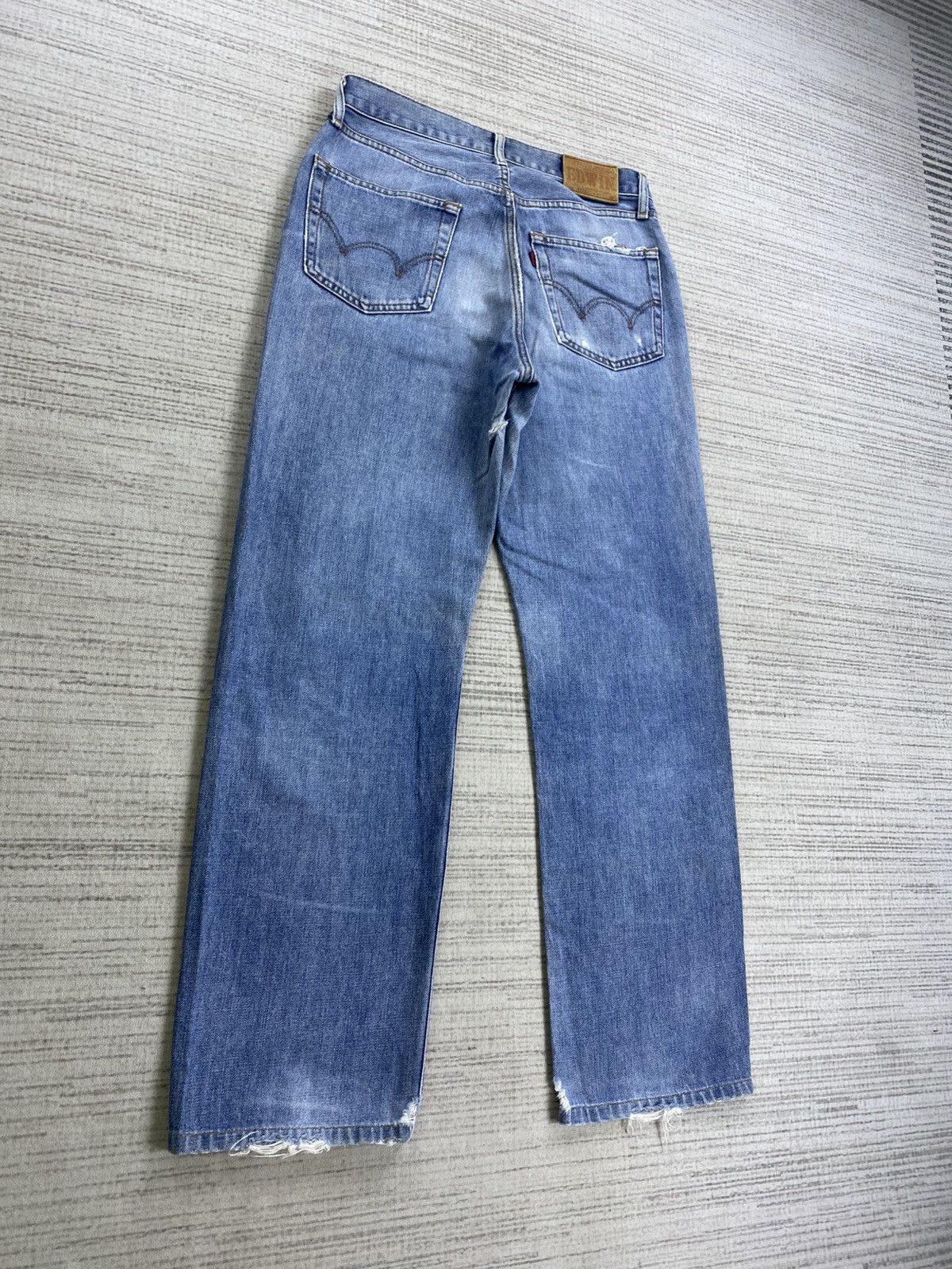 Edwin Vintage Edwin 503 Denim Blue Distressed Denim Pants Size US 31 - 9 Thumbnail