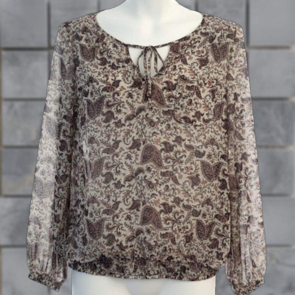 Lucky Brand Lucky Brand Blouse Womens XL Purple White Paisley Bell Sleeve Rayon Lightweight Boho Prairie Hippie Womens XL Bell Sleeve Lightweight Size XL / US 12-14 / IT 48-50 - 1 Thumbnail