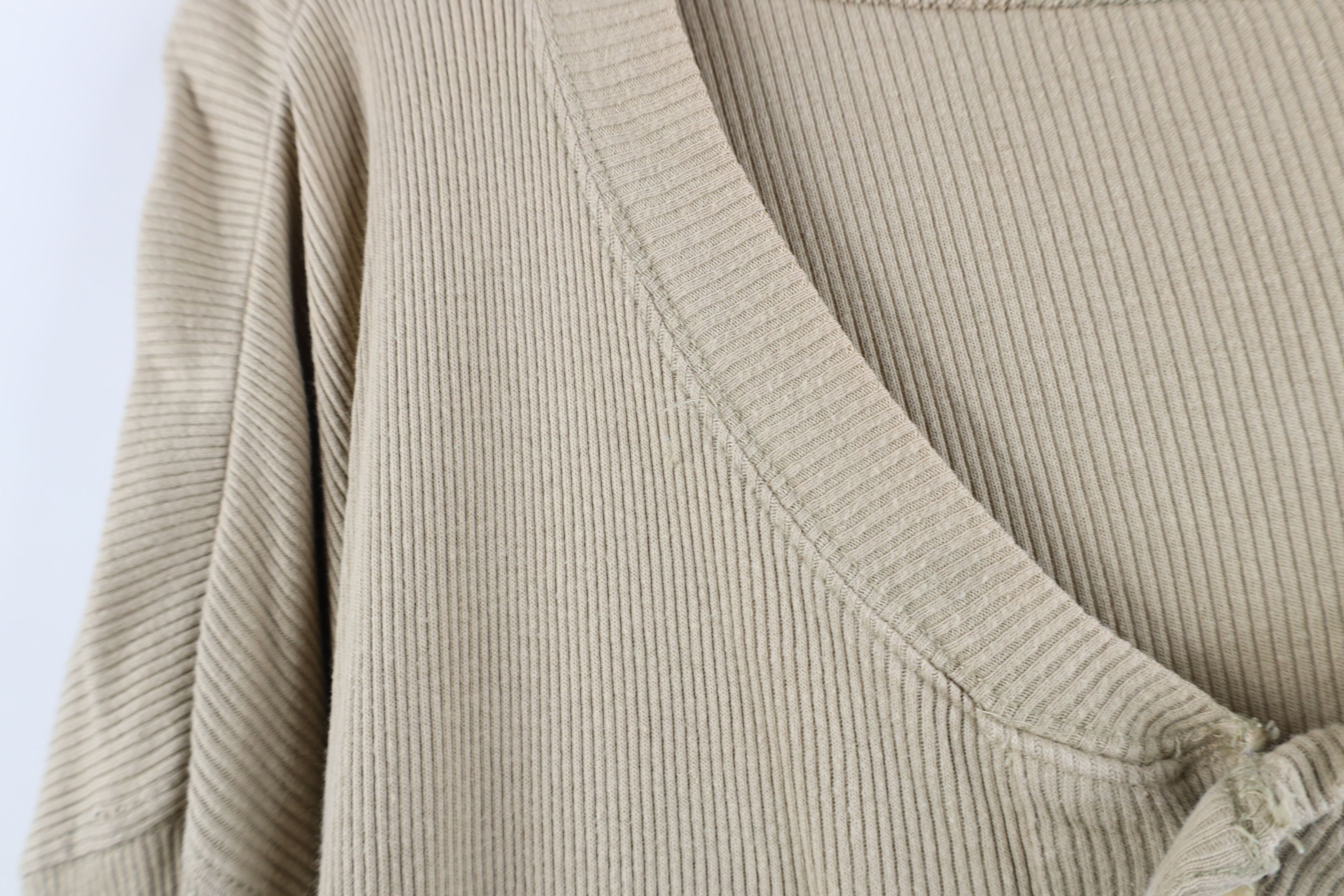 Vintage Vintage 90s Streetwear Ribbed Knit Henley T-Shirt Beige Size US XL / EU 56 / 4 - 5 Thumbnail
