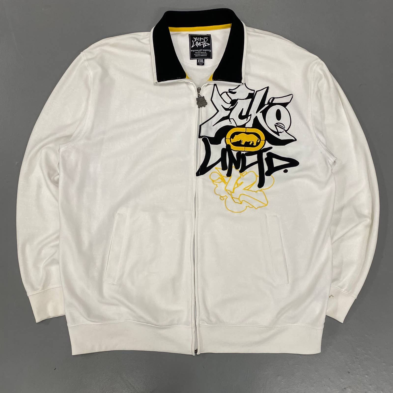 image of Cyber Y2K Ecko Unltd Graffiti Zip Up in White, Men's (Size 2XL)