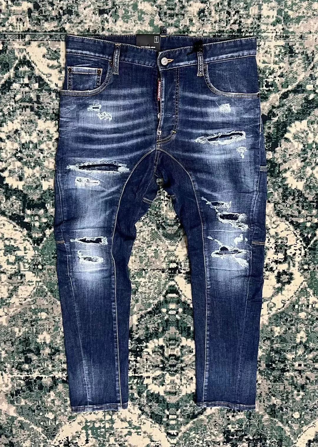Dsquared2 stylish blue biker patch jeans Size US 31 - 1 Thumbnail