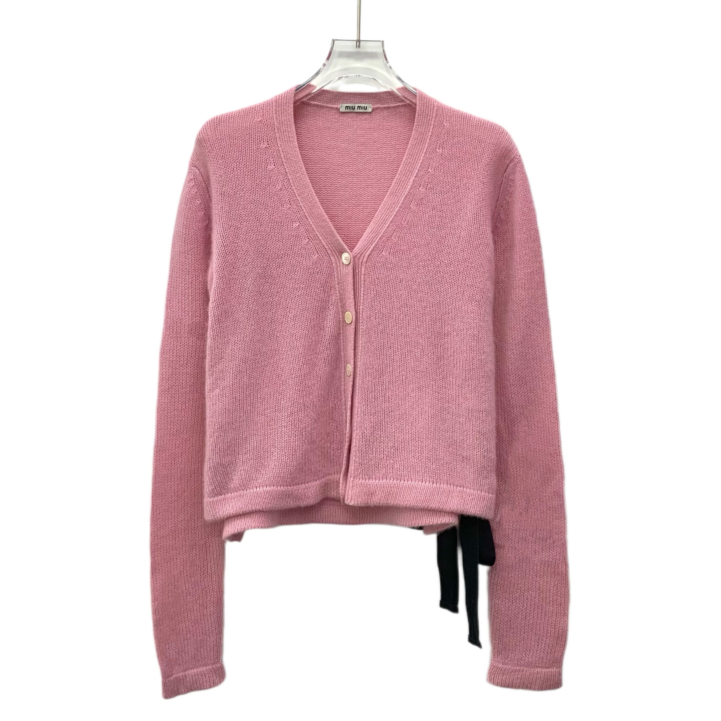 Miu Miu MiuMiu Pink Cashmere V-Neck Buttoned Cardigan (Size S) Size S / US 4 / IT 40 - 1 Thumbnail