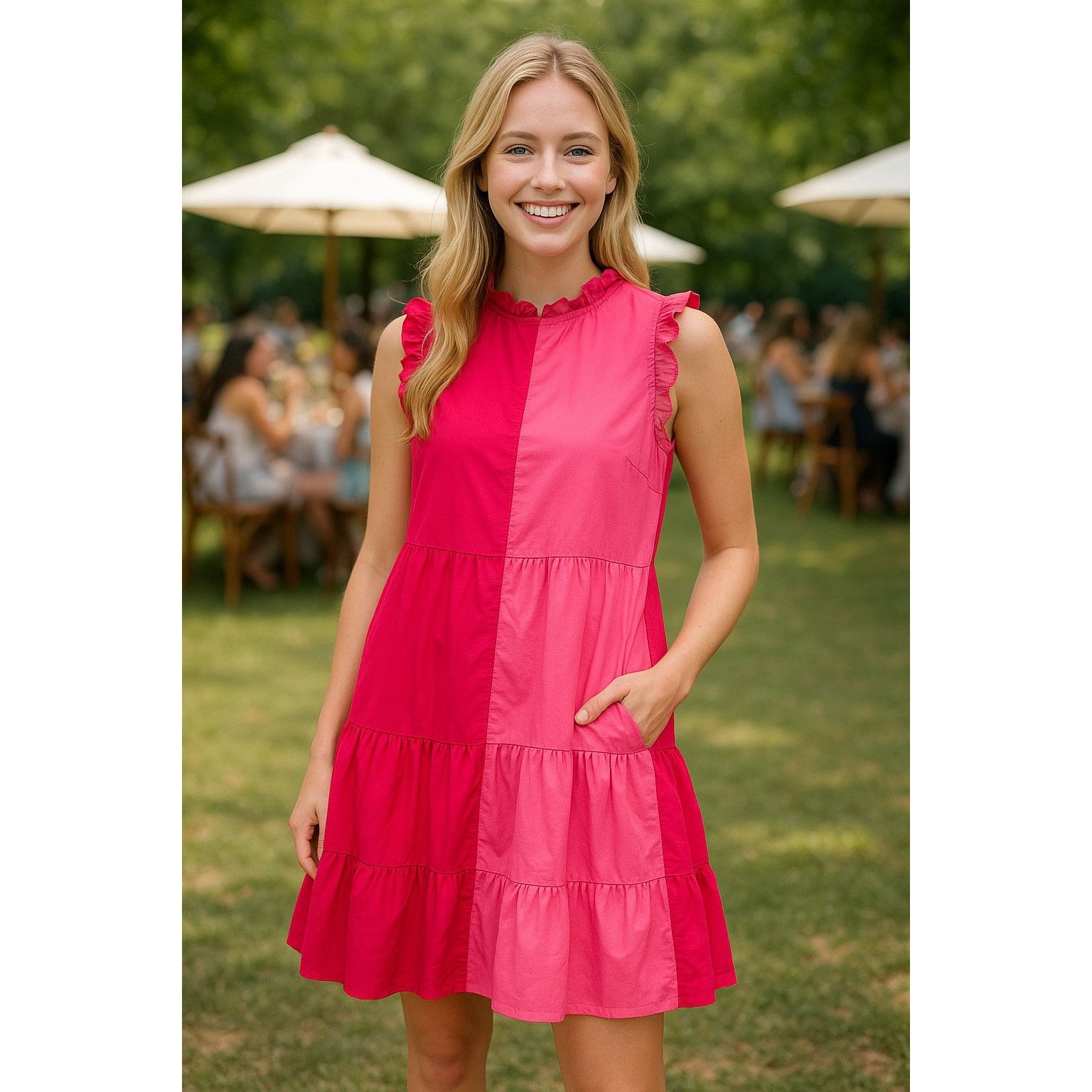 Other THML Pink Tiered Dress - Size S Size S / US 4 / IT 40 - 1 Thumbnail