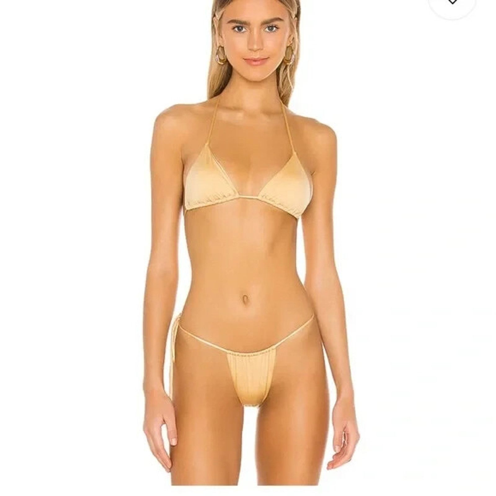 Other New W/Tags Monica Hansen Gold Bikini Top & Bottoms Set Large Size L / US 10 / IT 46 - 1 Thumbnail