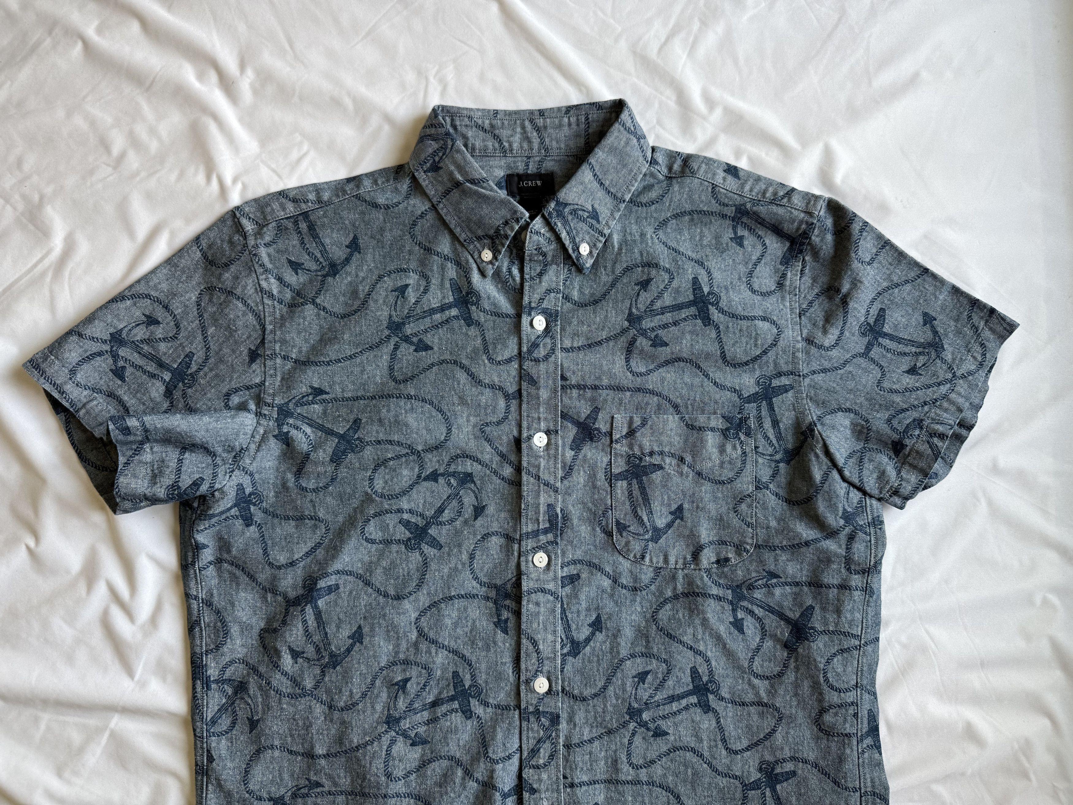 J.Crew J. Crew anchor print chambray S/S Button Up Shirt med $89.50 Size US M / EU 48-50 / 2 - 3 Thumbnail