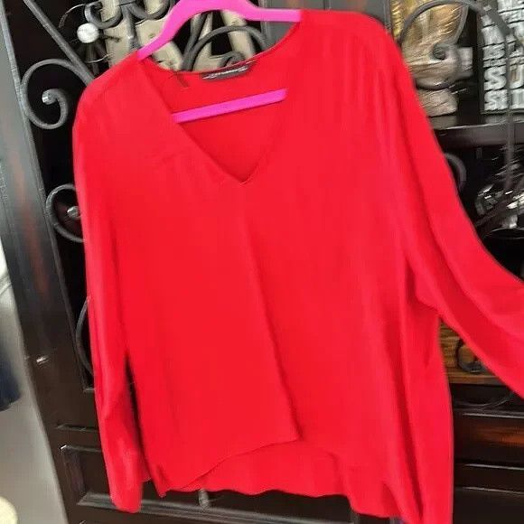 Zara RED ZARA long sleeve blouse Size L / US 10 / IT 46 - 2 Thumbnail