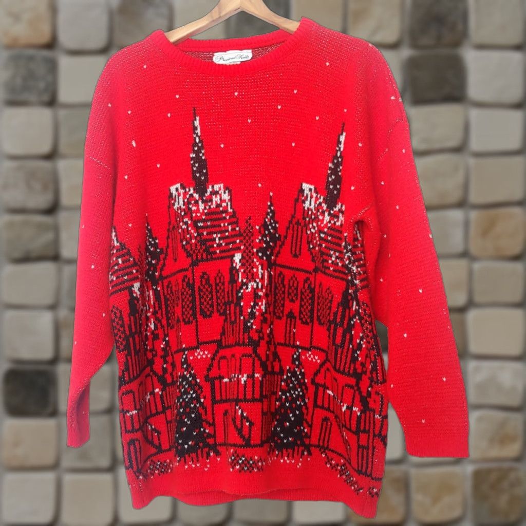 Vintage VINTAGE Christmas Sweater Village Precious Knits Plus Size XL Holiday Red Acrylic Blend Womens Size XL / US 12-14 / IT 48-50 - 1 Thumbnail