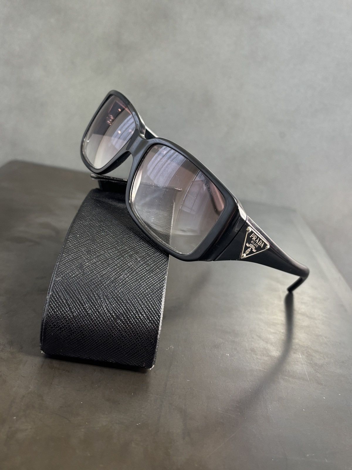 Y2K Prada Sunglasses SPR16L Triangle Logo Case 2000s Vintage