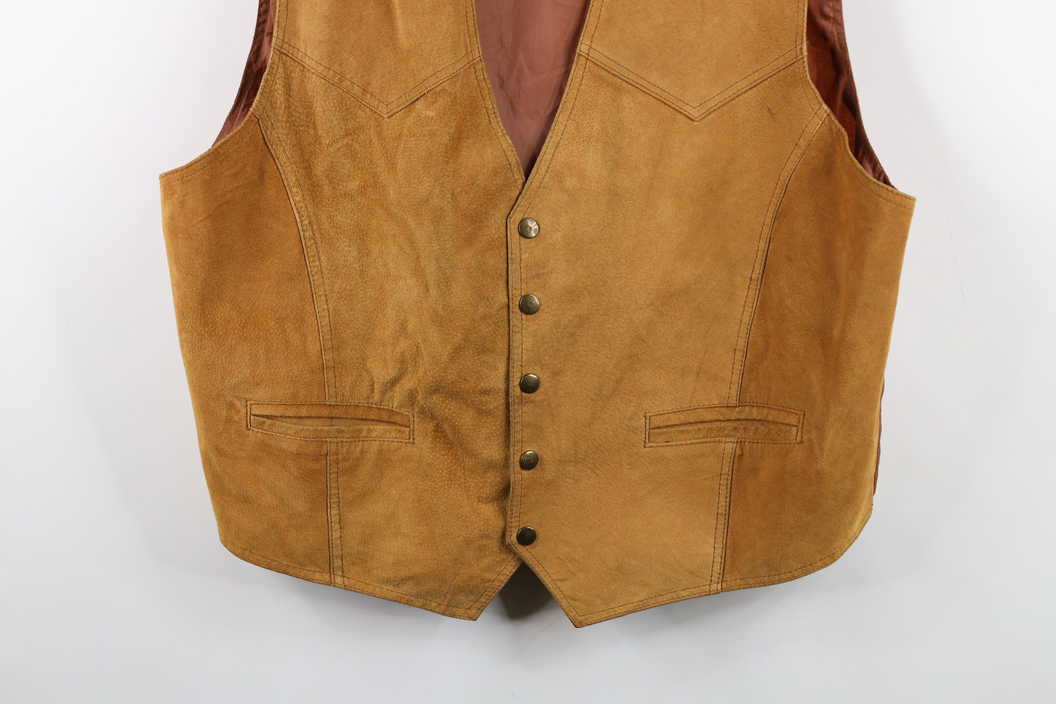 Vintage Vintage 90s Streetwear Western Suede Leather Vest Jacket Size US XL / EU 56 / 4 - 3 Thumbnail