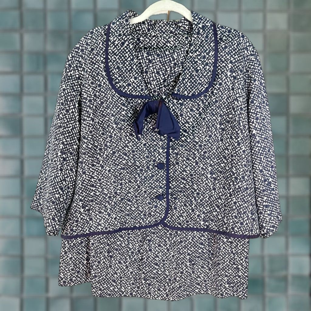 Vintage VINTAGE Blue Brand Women's Blazer & Skirt Set M Nautical Blue & White 90s Fashion Women's Size 32" / US 10 / IT 46 - 1 Thumbnail