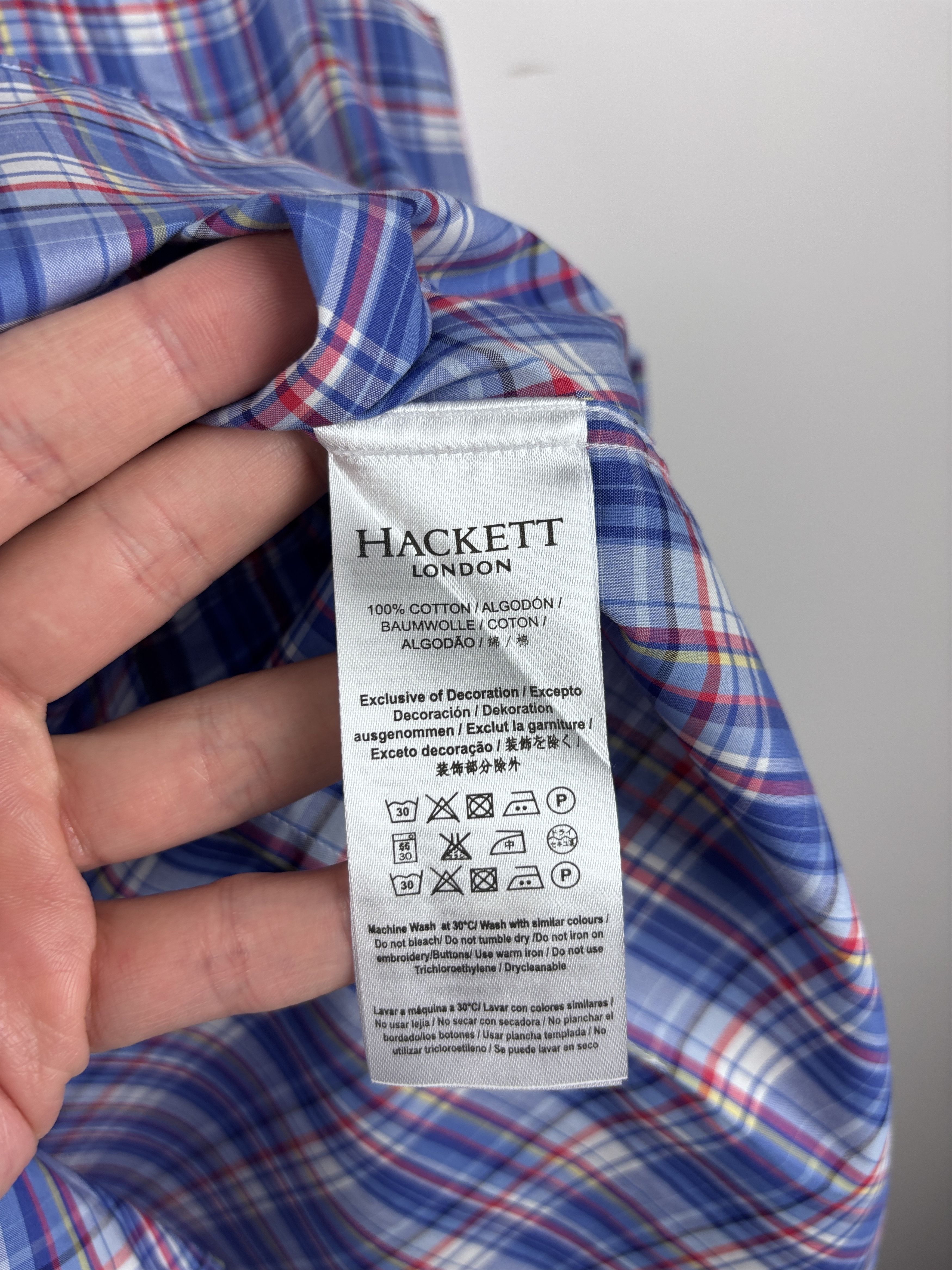 Hackett Hackett London Thomas Mason Button Down Check Shirt Slim Fit Size US L / EU 52-54 / 3 - 9 Thumbnail