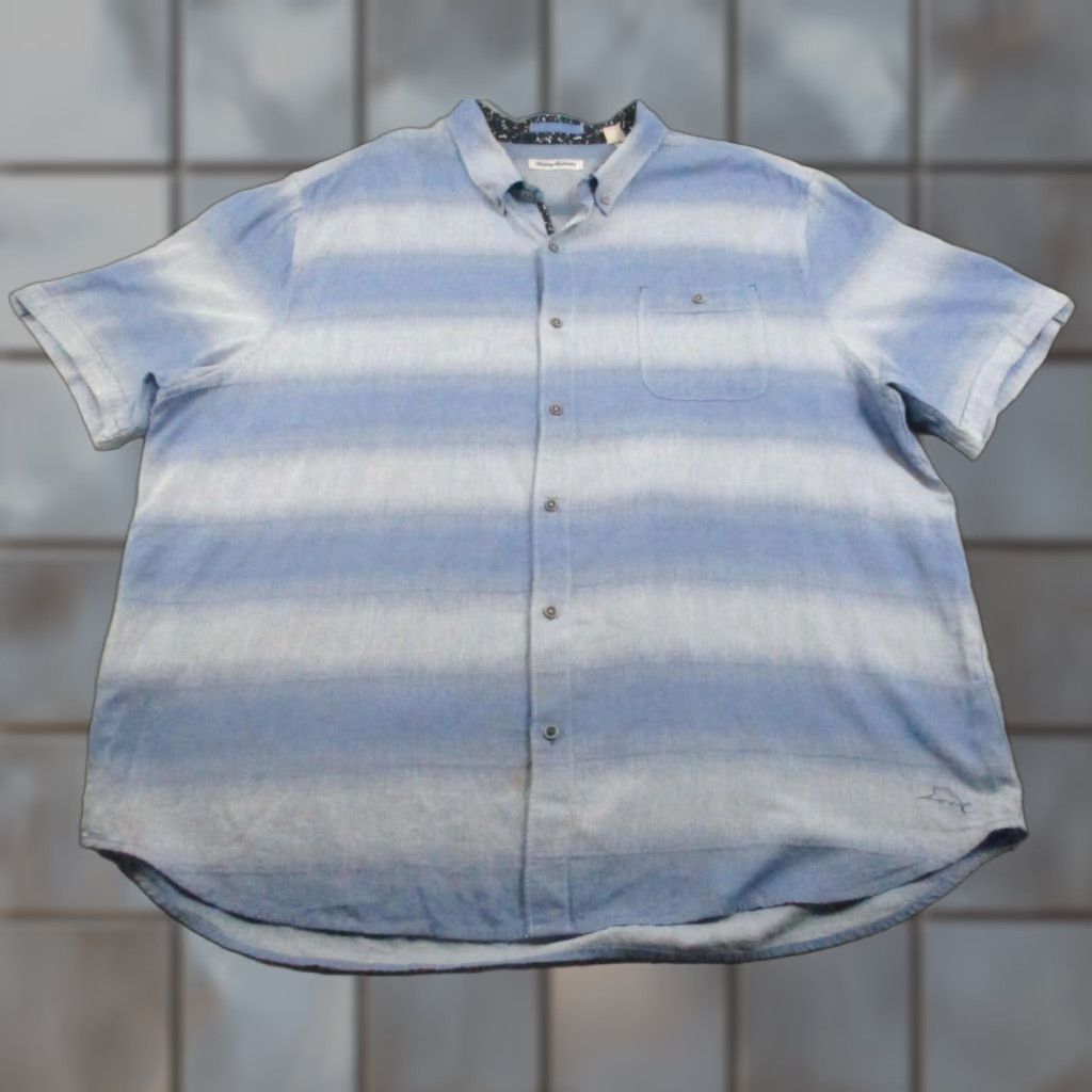 Tommy Bahama Tommy Bahama Shirt Mens 3XL Blue Ombre Stripe Short Sleeve Button Front Cotton Size US XXL / EU 58 / 5 - 1 Thumbnail