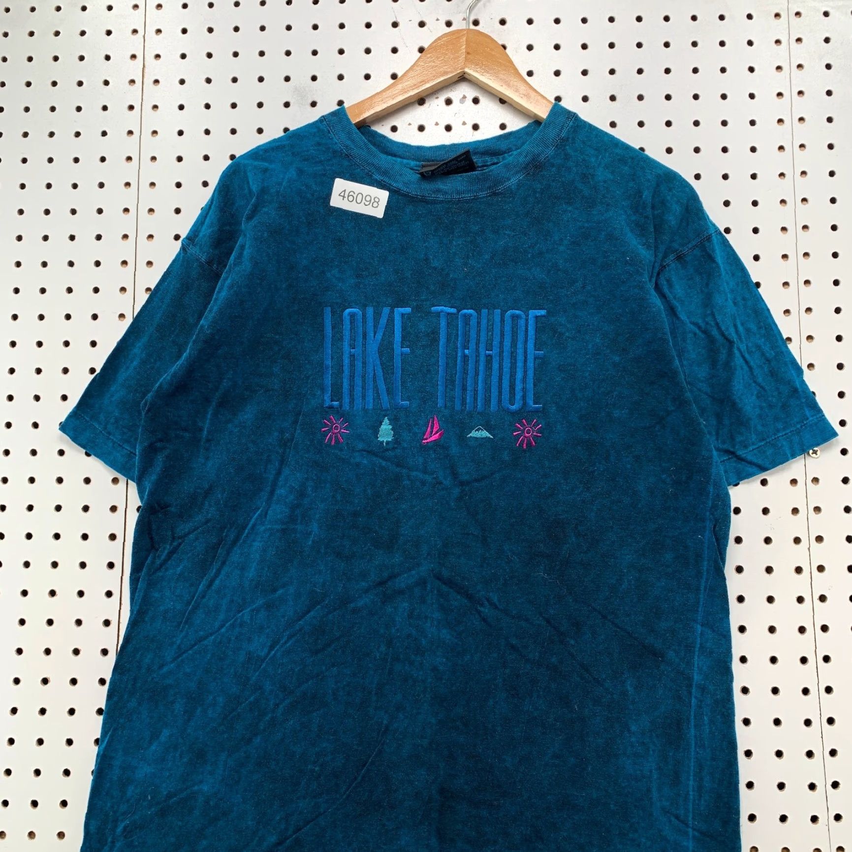 Vintage VINTAGE Lake Tahoe Shirt Mens Large Blue Acid Was Single Stitch Embroidered 90s 1990s T-Shirt Size US L / EU 52-54 / 3 - 4 Thumbnail