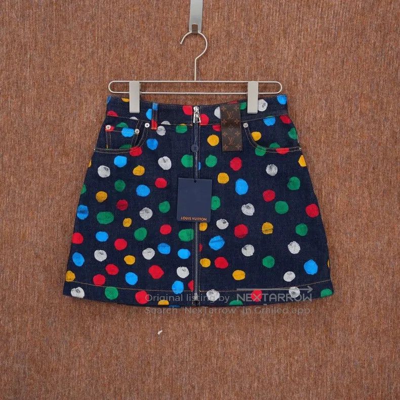Louis Vuitton Louis Vuitton Yayoi Kusama co-branded polka-dot denim skir Size 37" - 1 Thumbnail