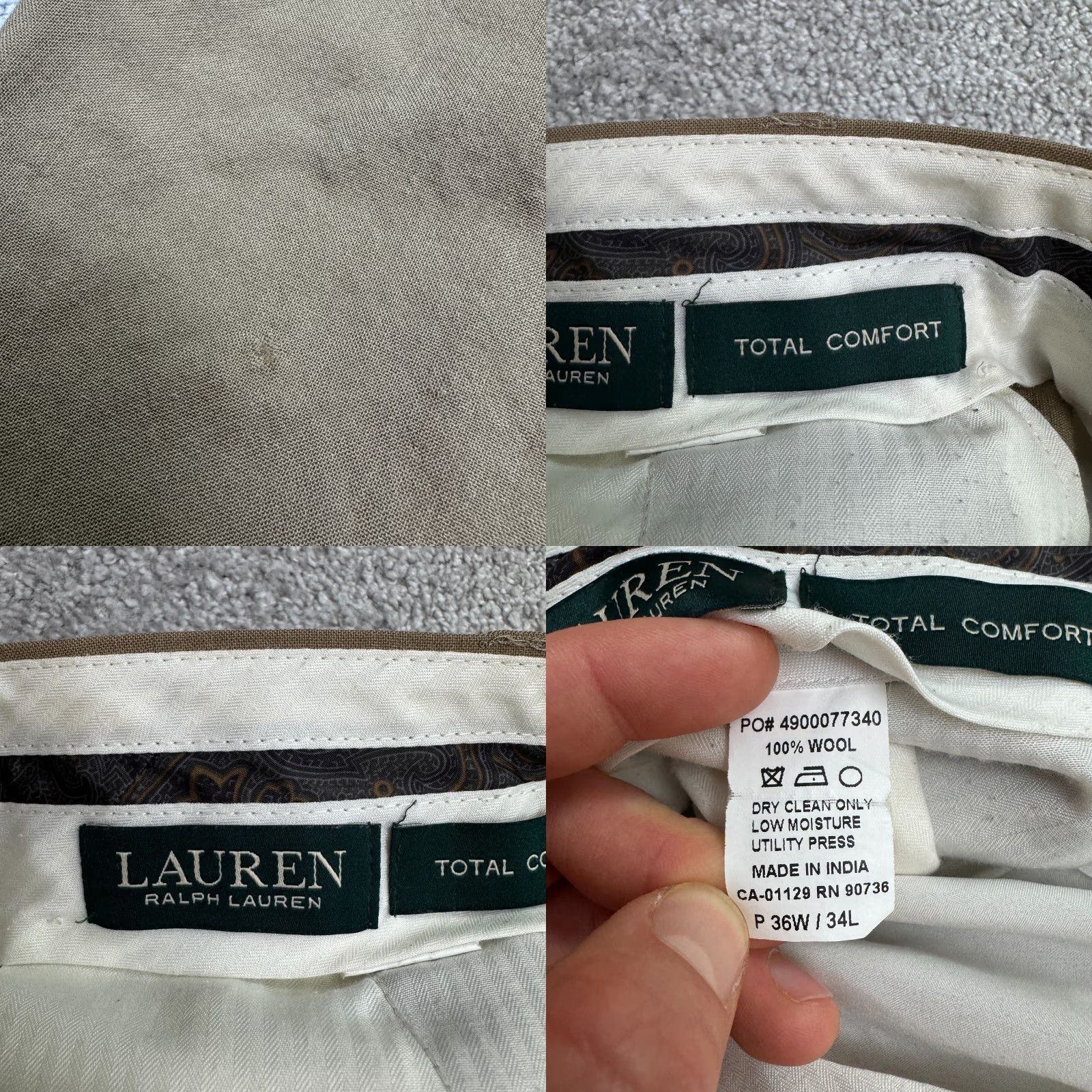Ralph Lauren VINTAGE Lauren Ralph Lauren Wool Dress Pants Men 36x33 Regular Fit Brown Classic Formal Business Casual Size US 36 / EU 52 - 8 Thumbnail