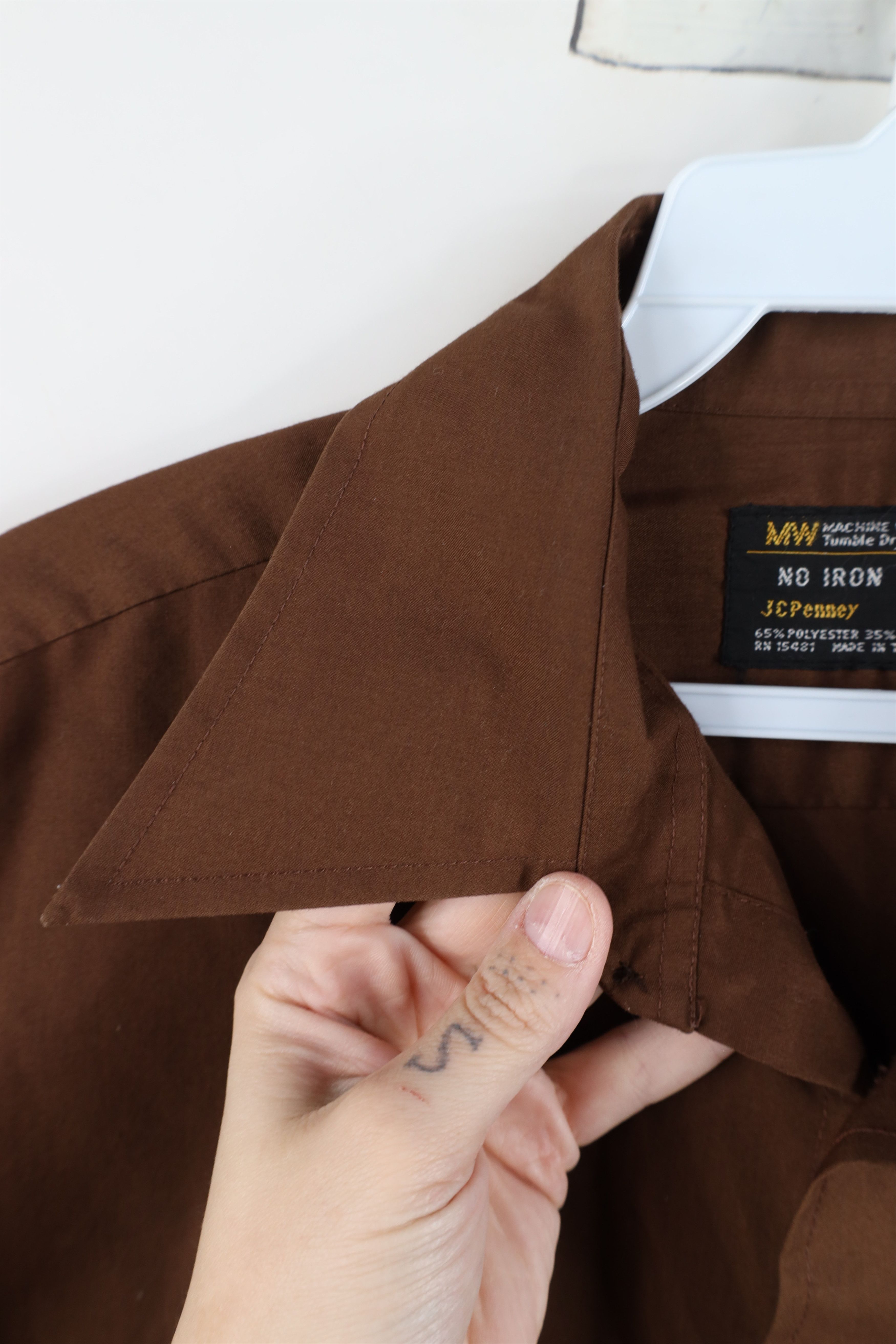 Vintage Vintage 70s Streetwear Faded Collared Button Shirt Brown Size US M / EU 48-50 / 2 - 7 Thumbnail