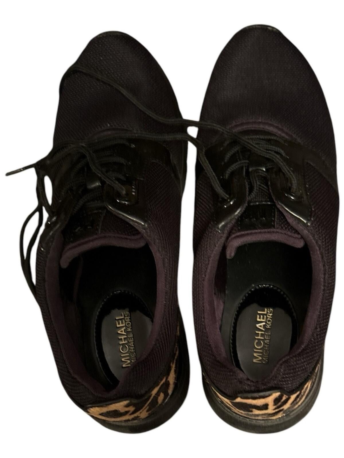 Michael Kors Michael Kors Black Sneakers with Leopard Accent Size US 8 / IT 38 - 2 Thumbnail