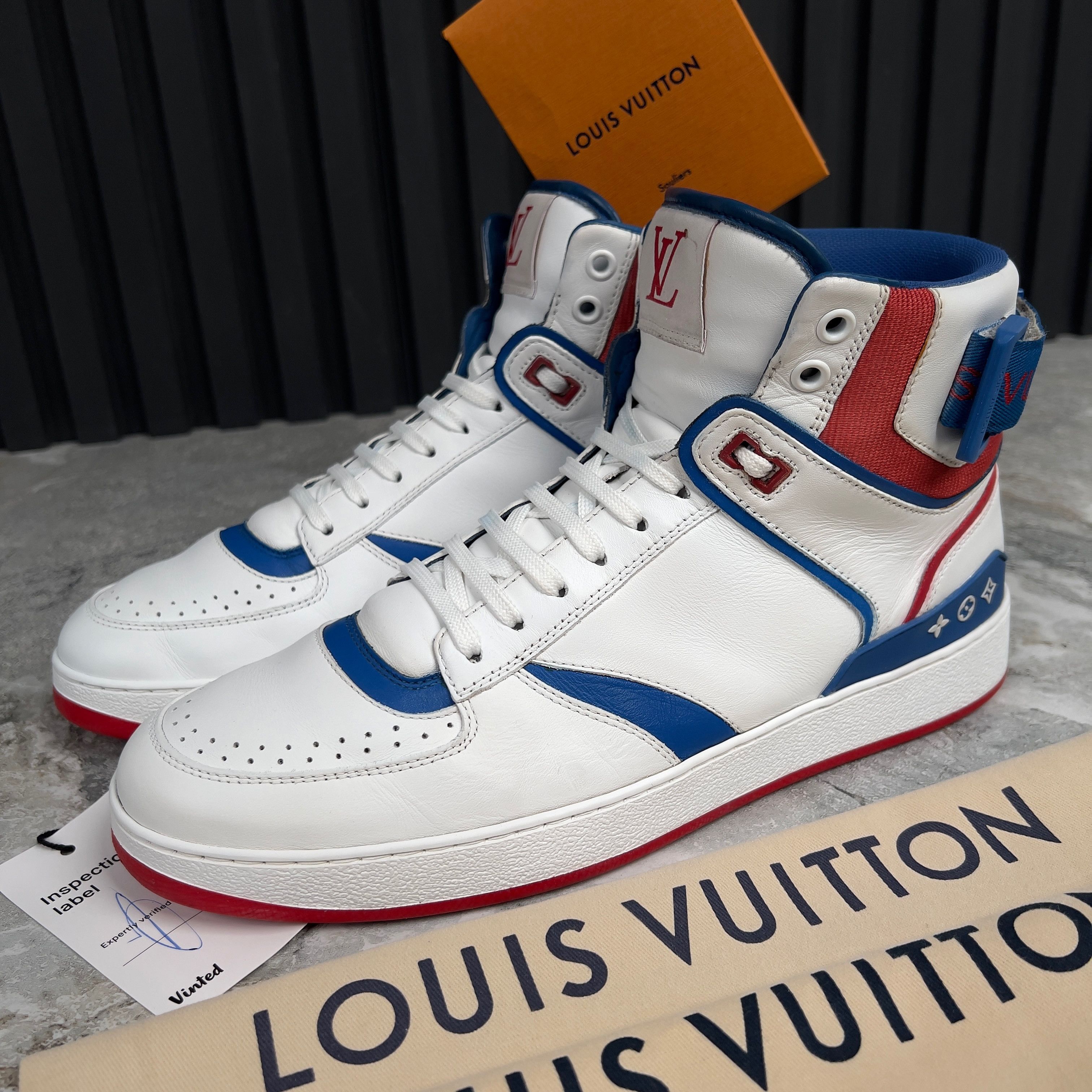 Louis Vuitton Rivoli Sneaker High Top White Blue Red Leather