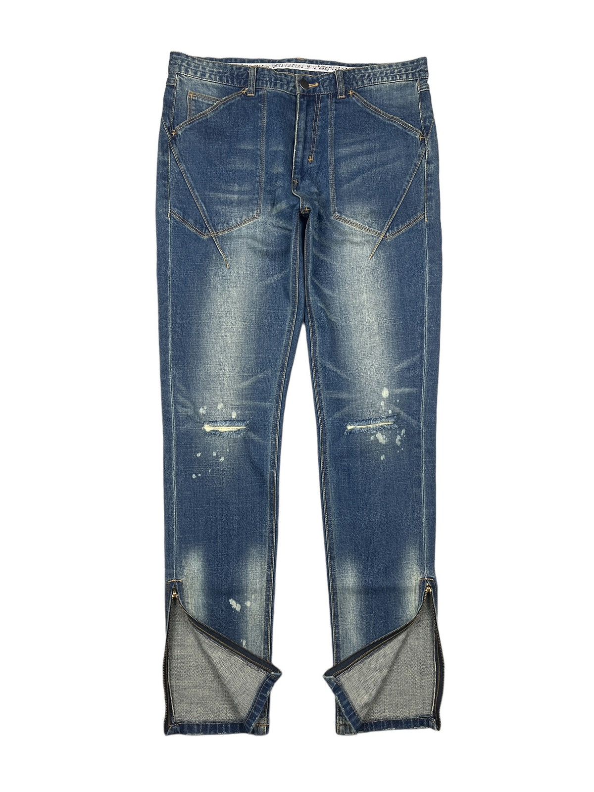Number (N)ine Number (N)ine Leg Zipper Distressed Denim Size US 33 - 1 Thumbnail