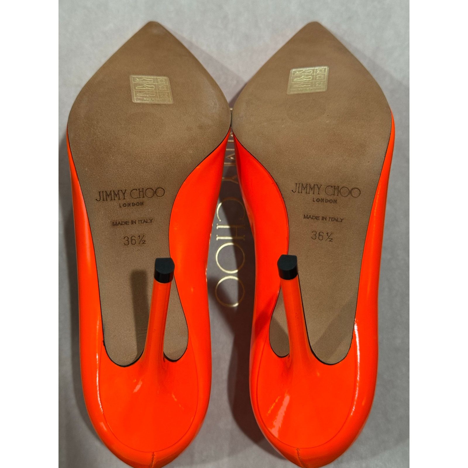 Jimmy Choo Jimmy Choo Love 100 Orange Patent Leather Pumps Size 36.5 EU Size US 5.5 / IT 35.5 - 12 Thumbnail