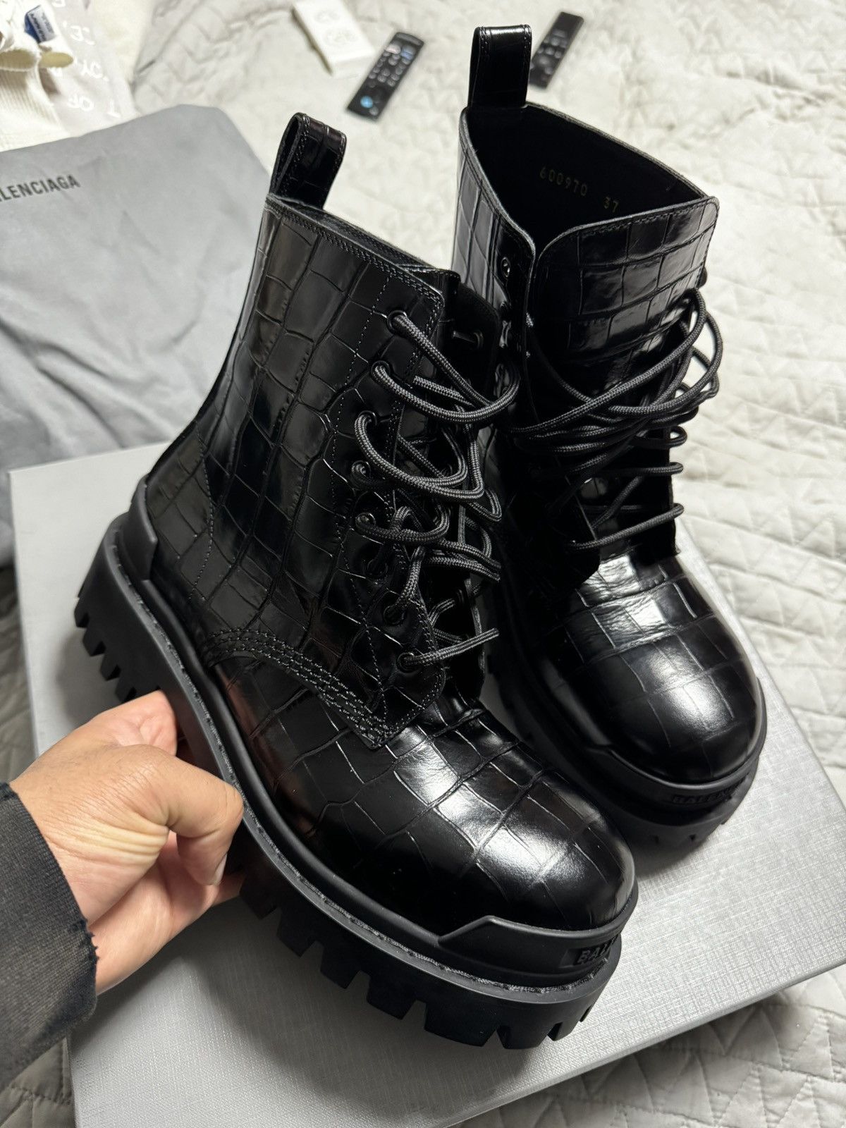 Balenciaga Balenciaga Crocodile Embossed Strike Boots Size US 7 / IT 37 - 1 Thumbnail