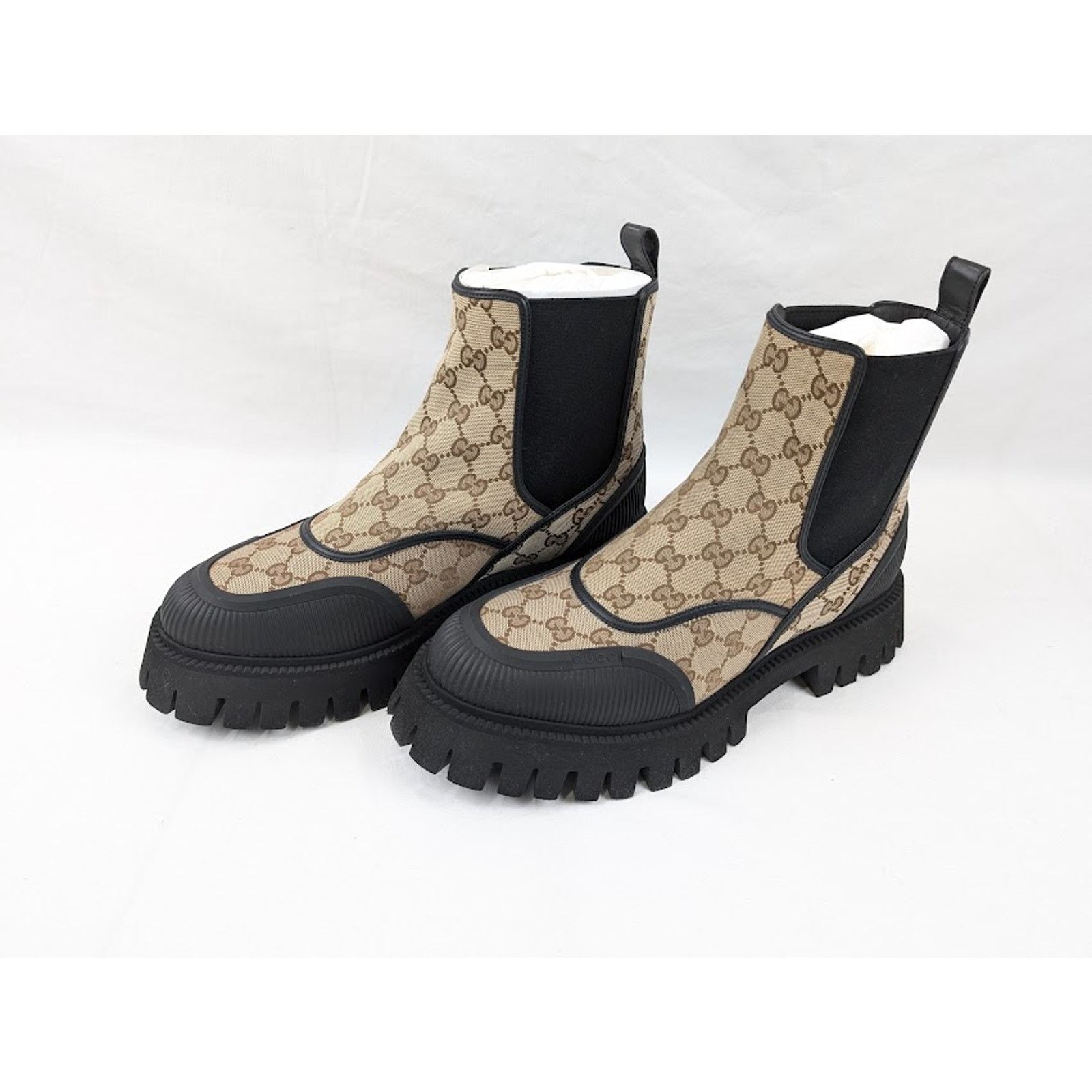 Gucci o1rshd1 Novo GG Canvas Chelsea Boots in Beige/Ebony Size US 11.5 / EU 44-45 - 15 Thumbnail