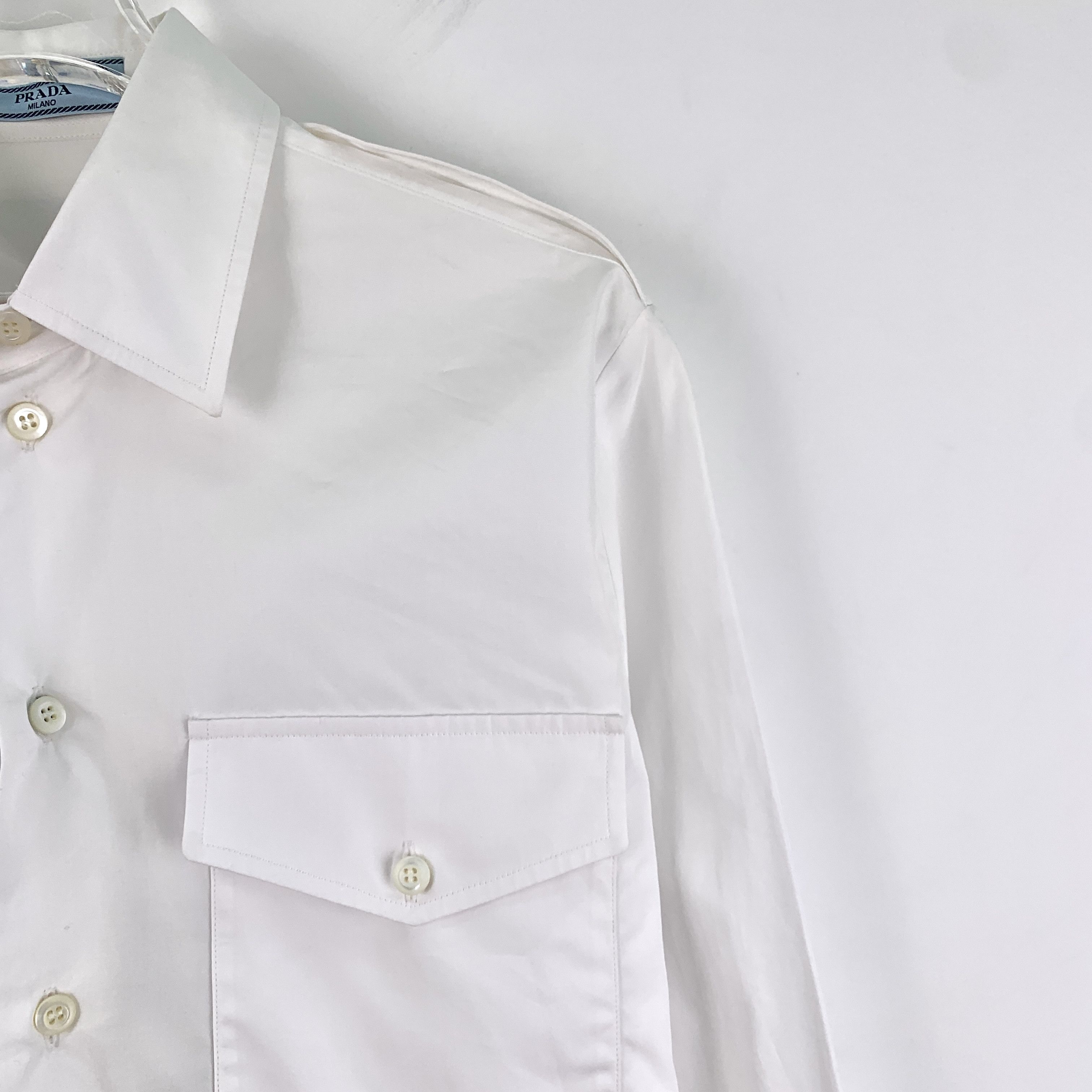 Prada Prada Shirt White Button-Up Collared Shirt (Size 38/S) Size S / US 4 / IT 40 - 7 Thumbnail