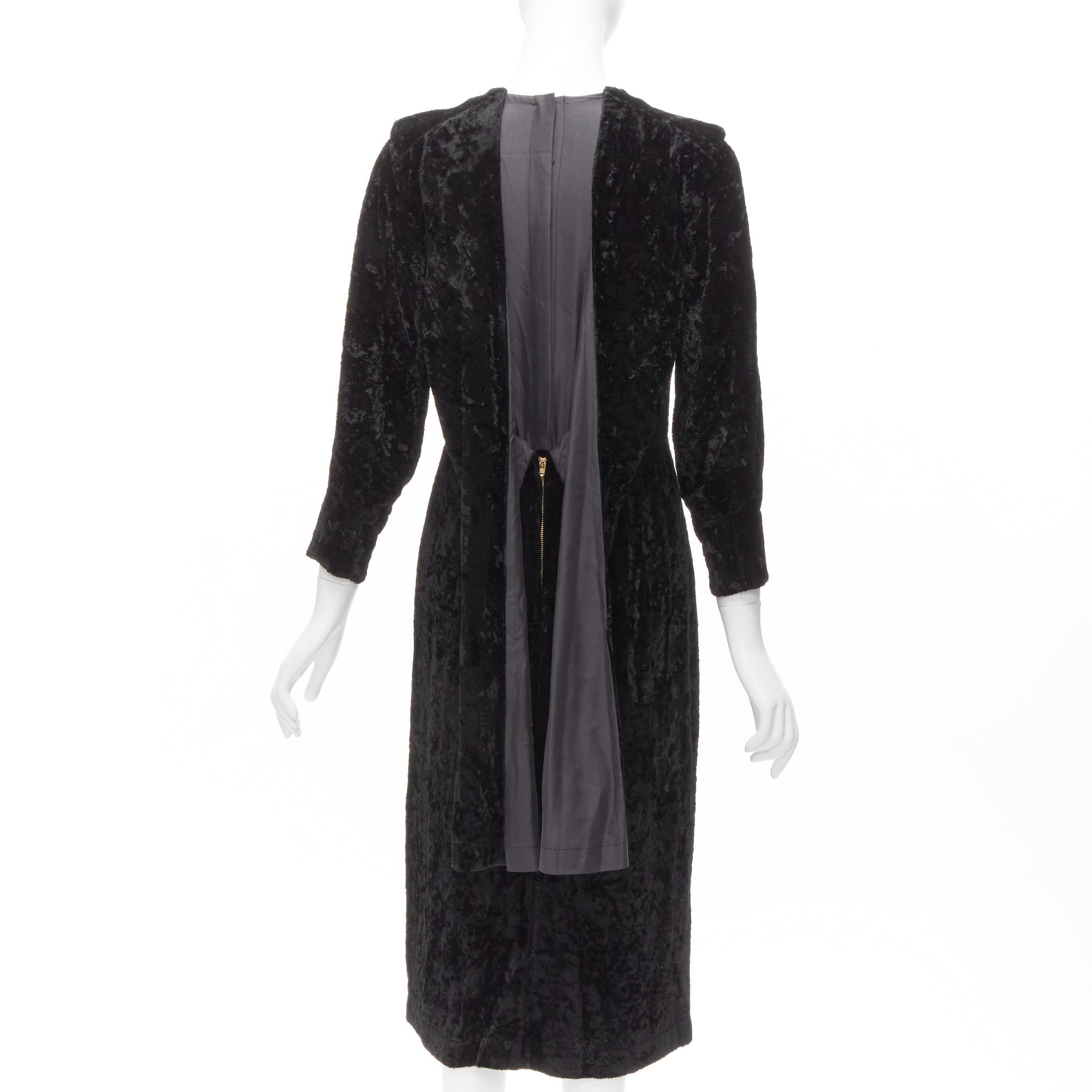 Toga TOGA ARCHIVES PULLA black crushed velvet twill layered tie back zip midi dress FR36 S Size S / US 4 / IT 40 - 1 Thumbnail