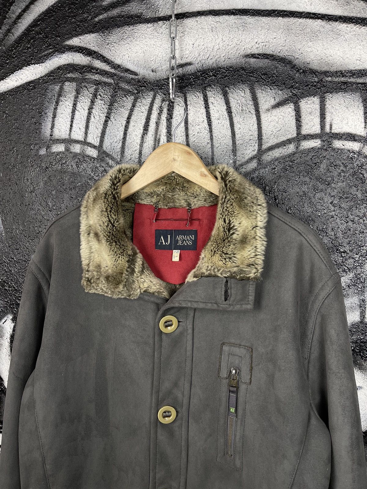 Armani Armani Jeans Vintage Grey Shearling Jacket Men’s Size Large Size US L / EU 52-54 / 3 - 3 Thumbnail