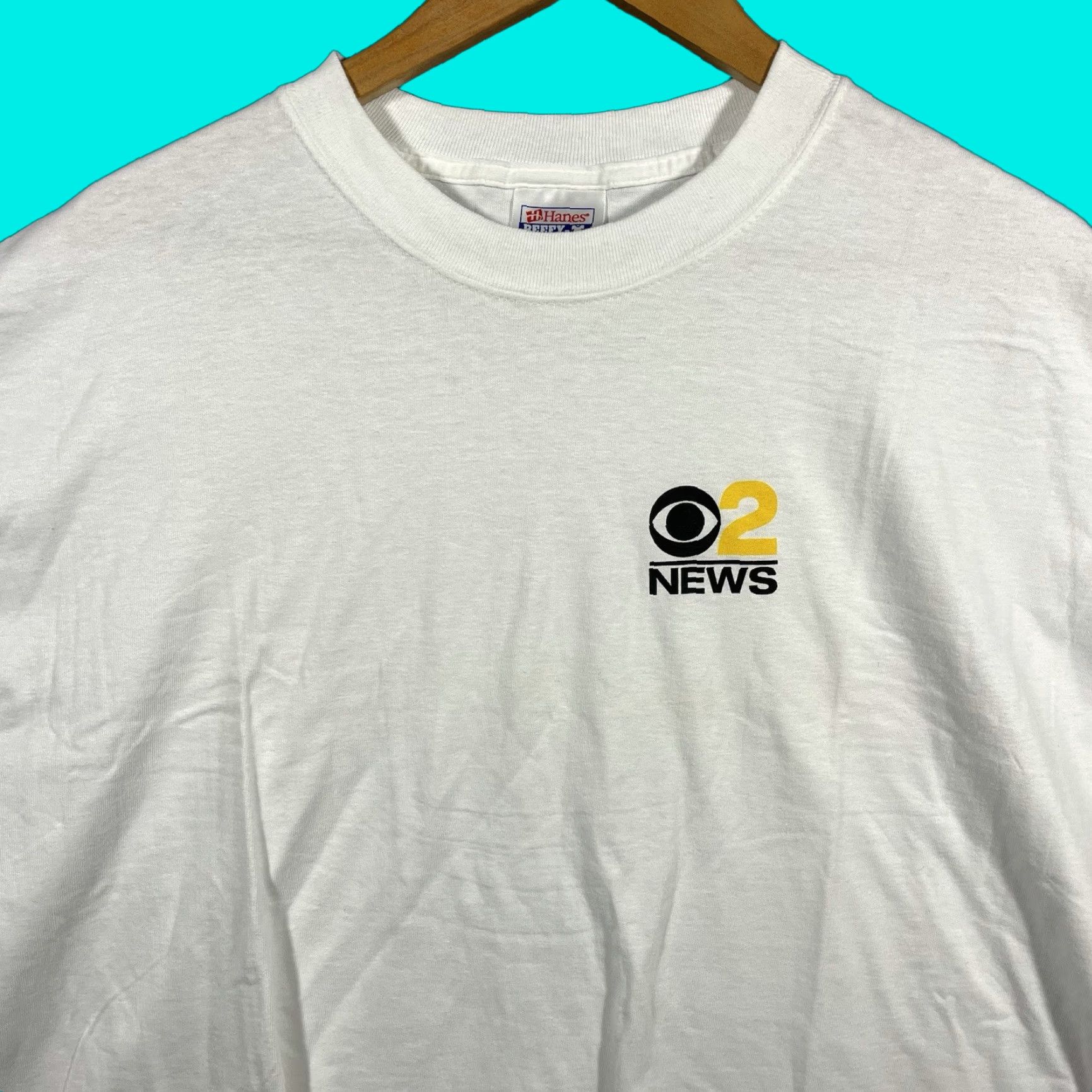 Hanes Vintage 90s CBS News Eye Network Logo Television Los Angeles LA Promo T-Shirt XL Size US XL / EU 56 / 4 - 1 Thumbnail
