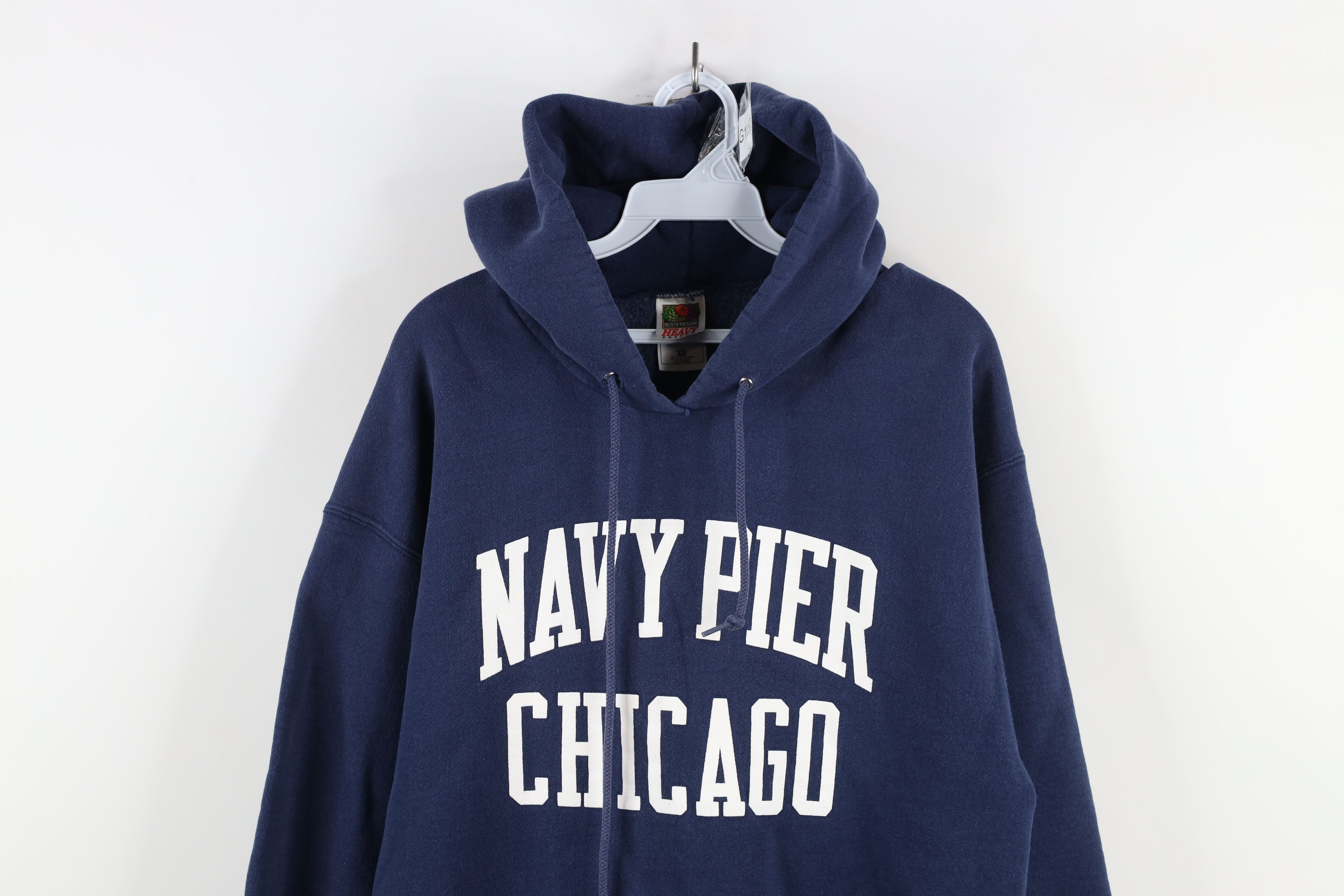 Vintage Vintage 90s Heavyweight Pier Chicago Hoodie Sweatshirt Blue Size US XL / EU 56 / 4 - 2 Thumbnail